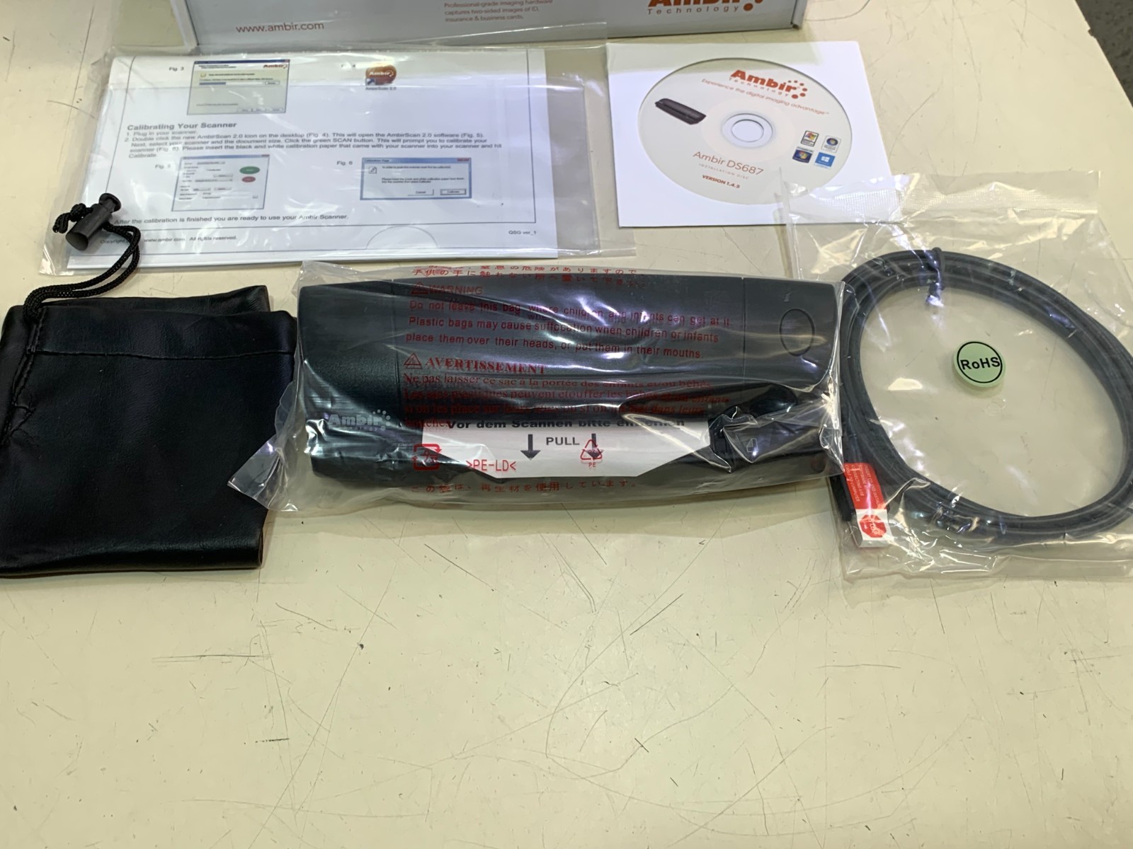 NEW AMBIR ImageScan PRO 687 DUPLEX CARD SCANNER MODEL: DS687 DS687-3 – NEW