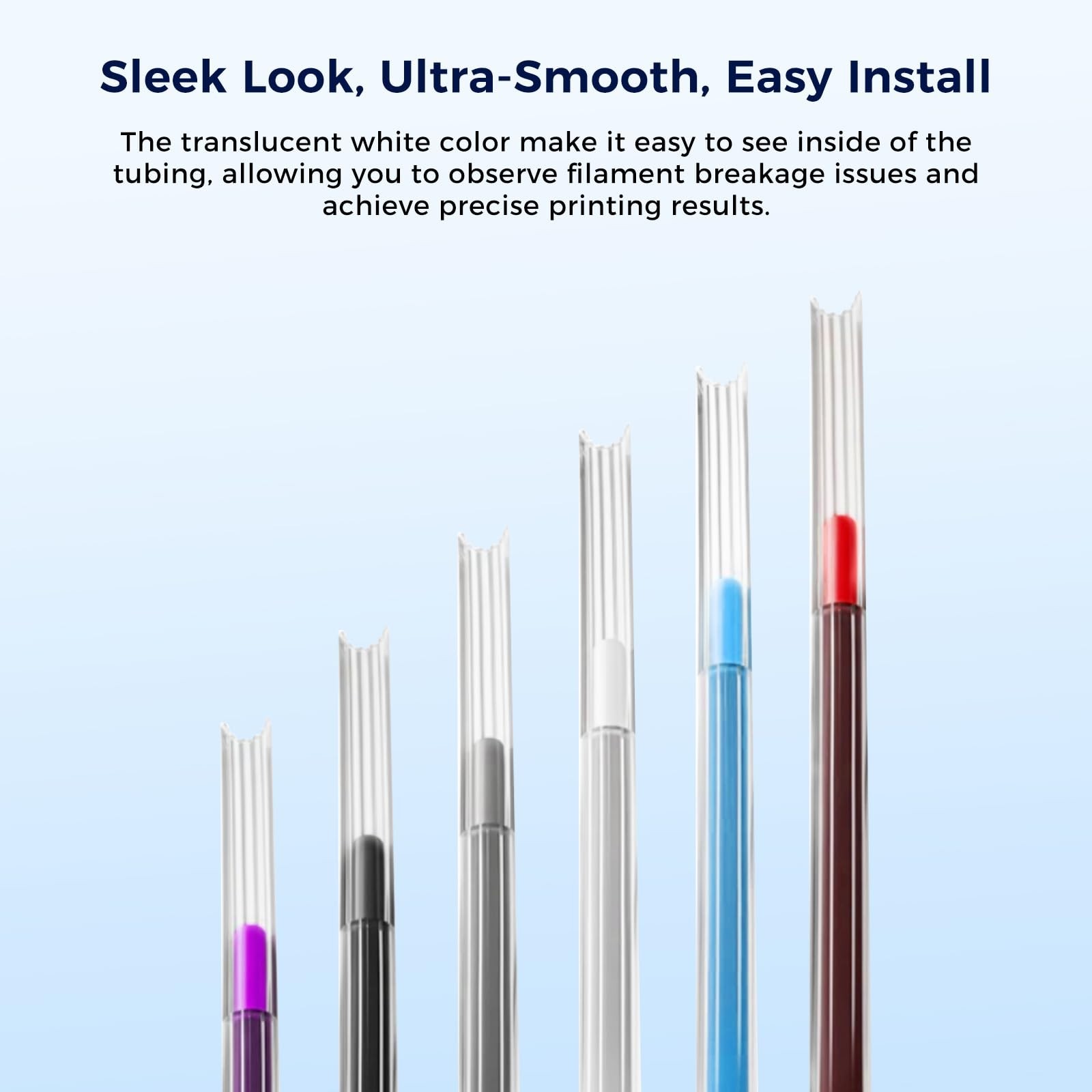 5M PTFE Tube for 3D Printers – Low Resistance, High Temp 260°C, Includes Coupler