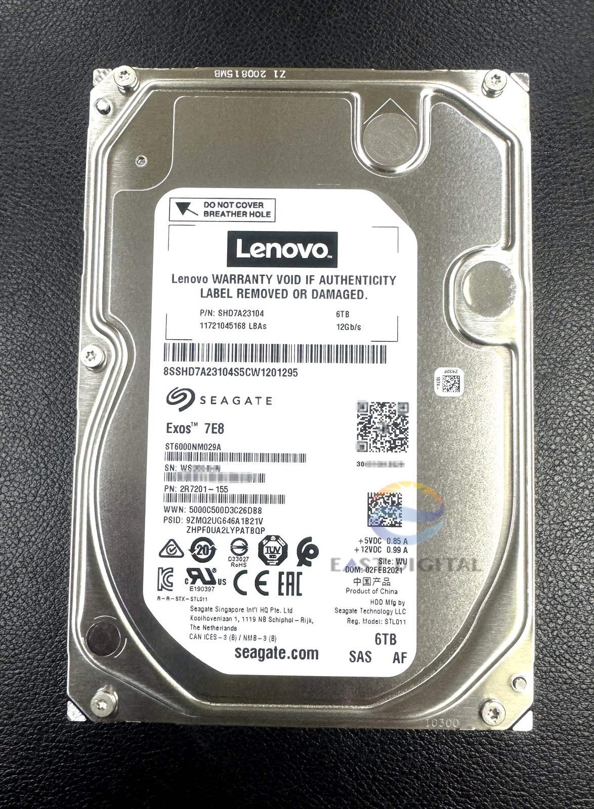SeagateST6000NM029A Lenovo Exos 7E8 6TB 7.2K SAS 12Gbps 3.5” 128MB Hard Drive