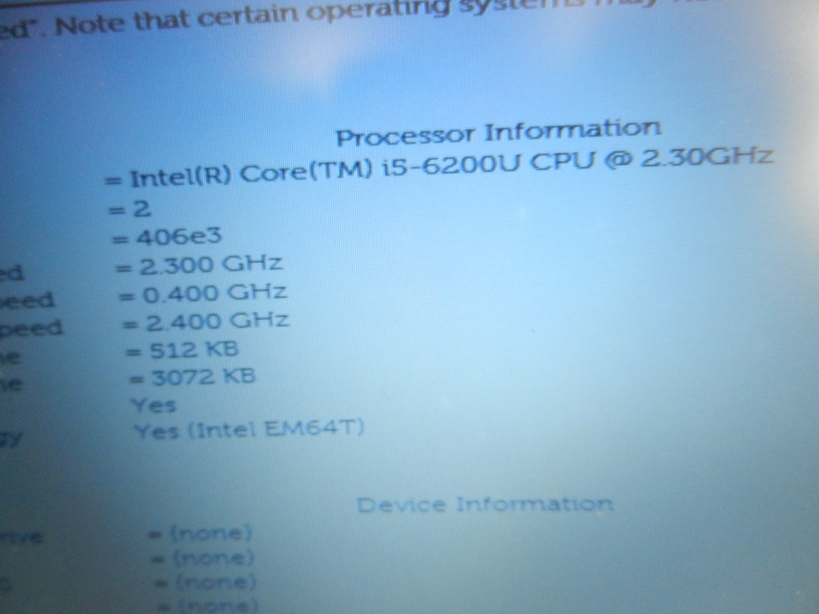 Dell Latitude E5570 Laptop CORE i5-6200U @ 2.40Ghz / NO Ram / NO SSD * READ ME *