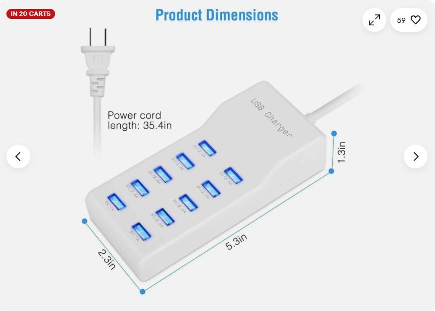 USB CHARGING STATION 2.4A/1A