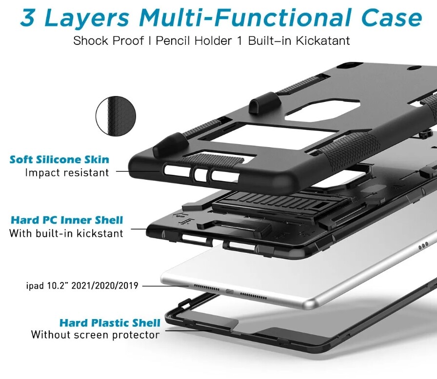 For Apple iPad 9th 7th 8th 10.2″ Case Rugged Shockproof Heavy Duty Stand Cover
