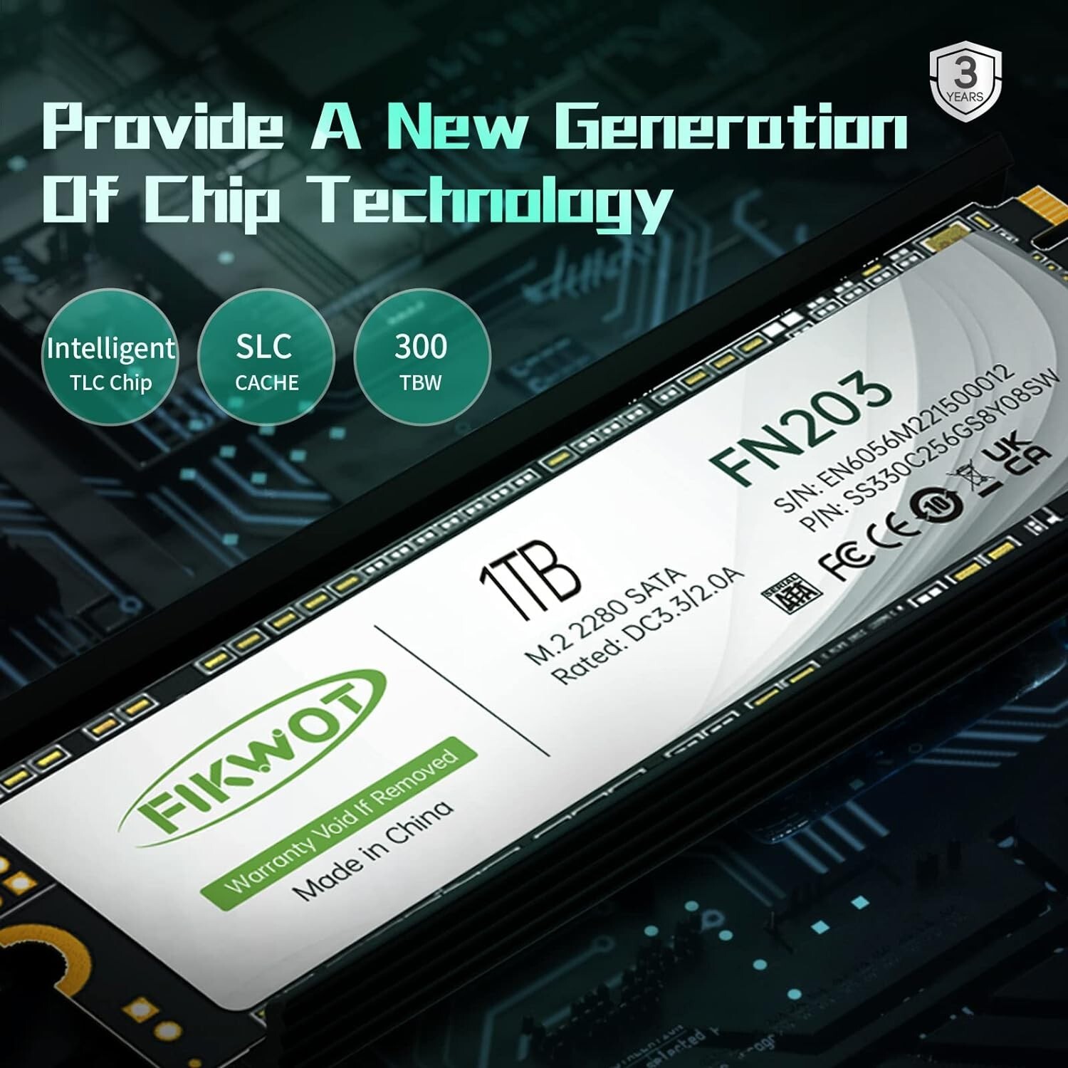 Fikwot M.2 SATA SSD 1TB B+M Key TLC Internal Solid State Drive NGFF 6Gbs 550MB/s