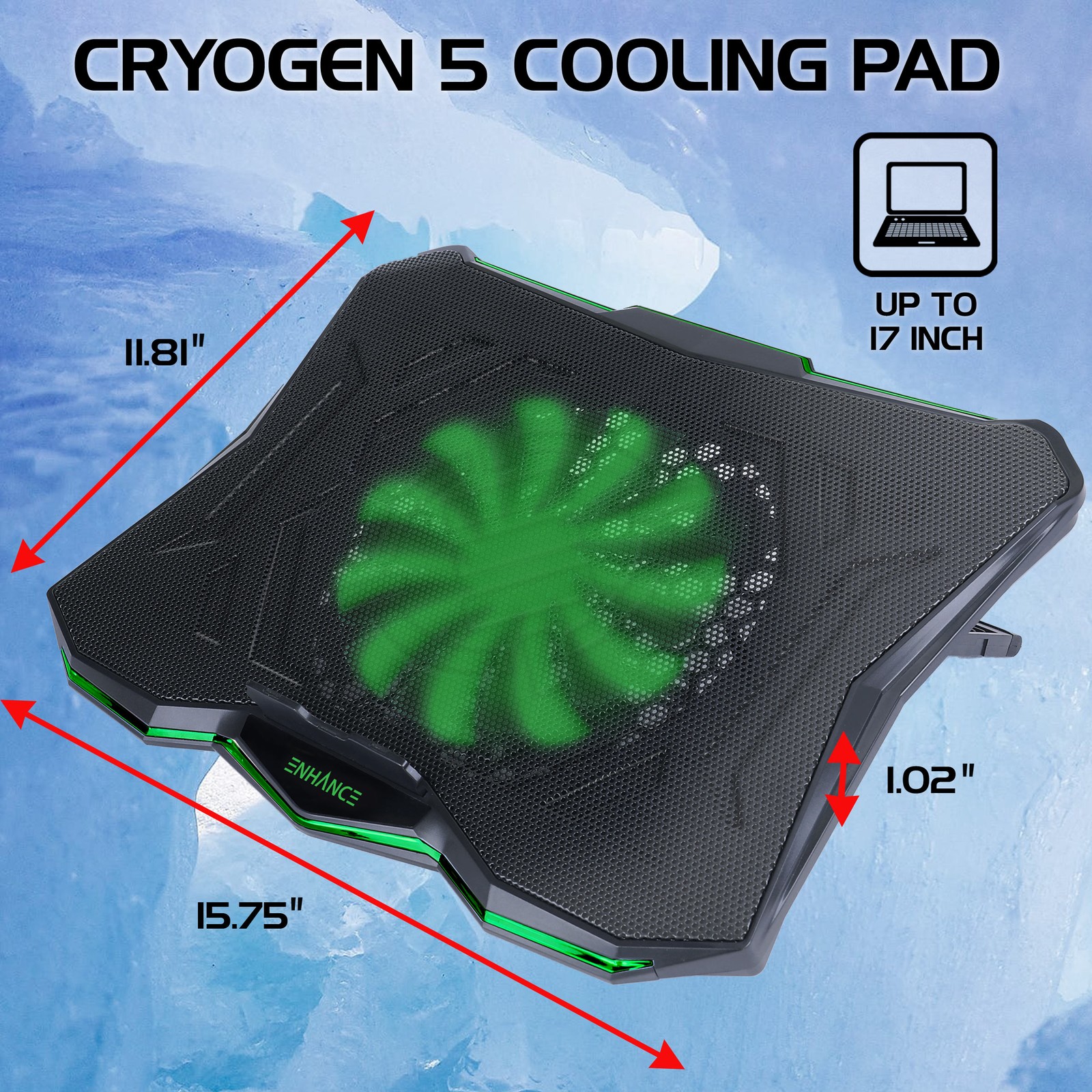 ENHANCE Gaming Laptop Cooling Stand – With 7 Height Settings (USED)