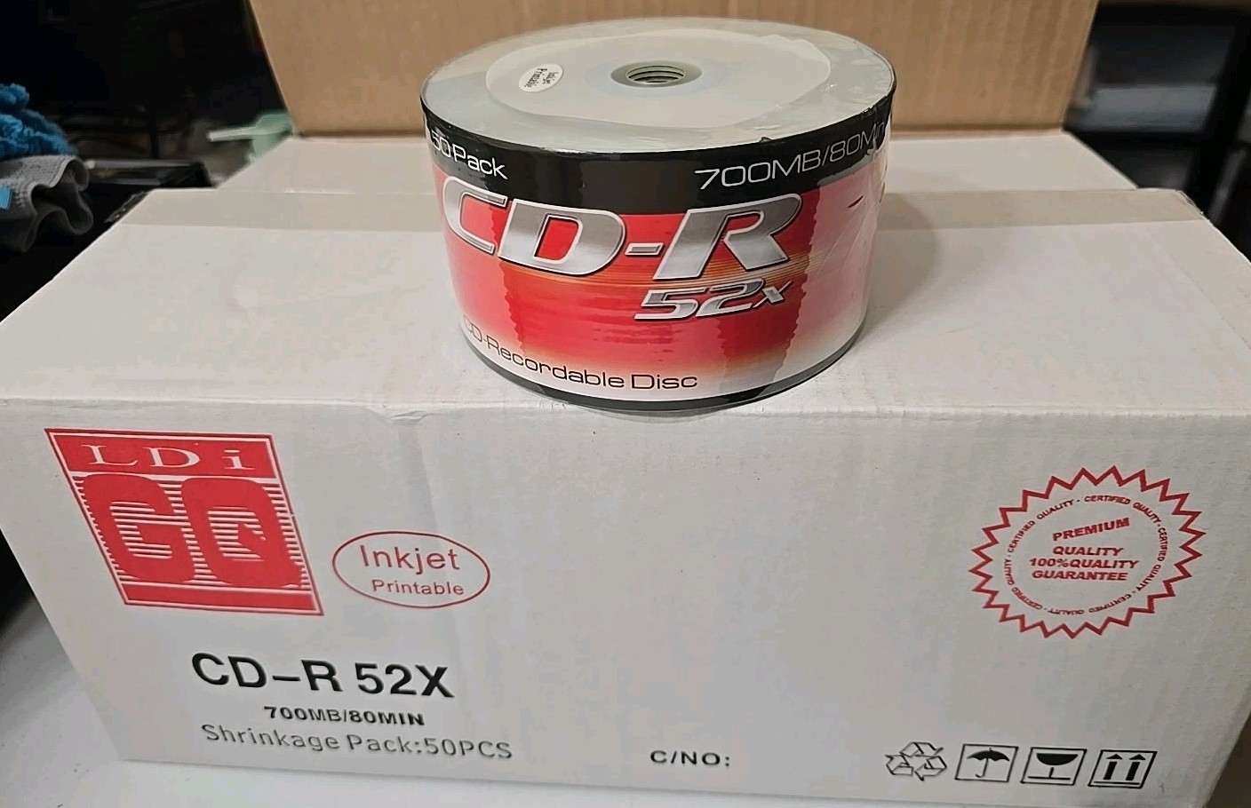 LDI GQ CD-R 52x 80min 700mb White Inkjet Printable – 600 Unit Lot