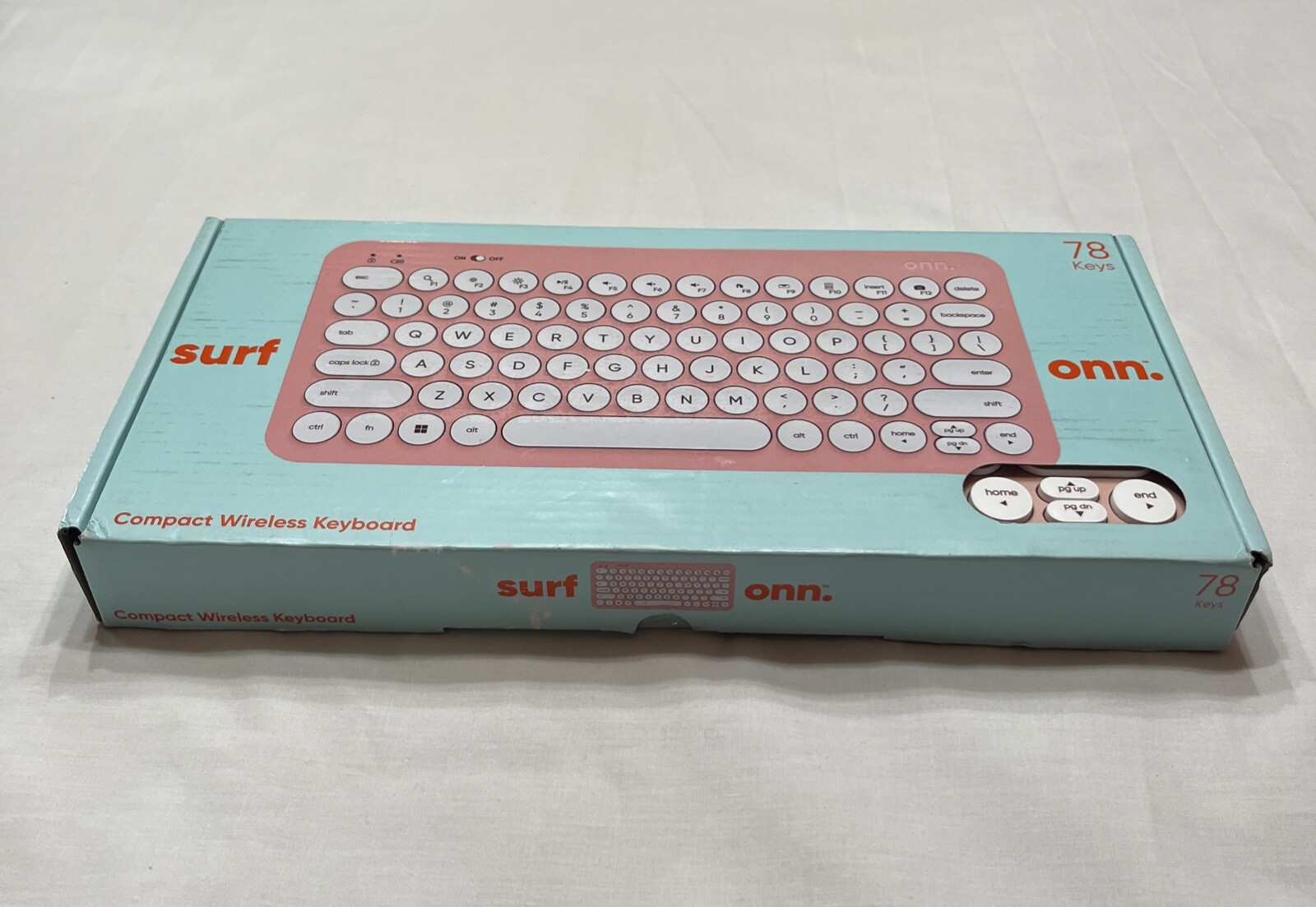 Surf Onn 78 Keys Compact Wireless Keyboard Damaged Box Pink Keyboard Not Tested