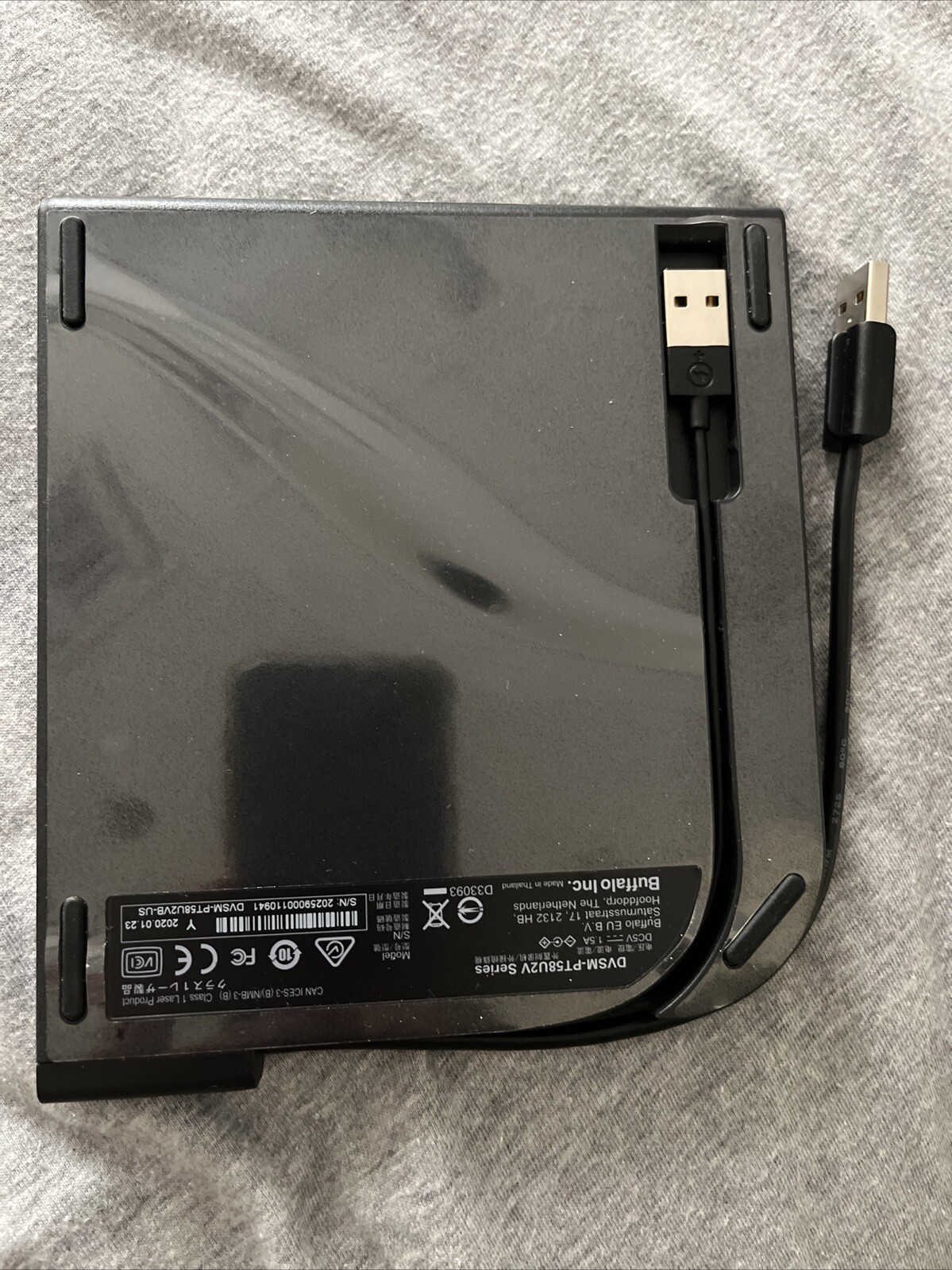 Buffalo DVD Burner 8x Portable USB Bus Powered For Windows & Mac DVSM-PT58U2VB