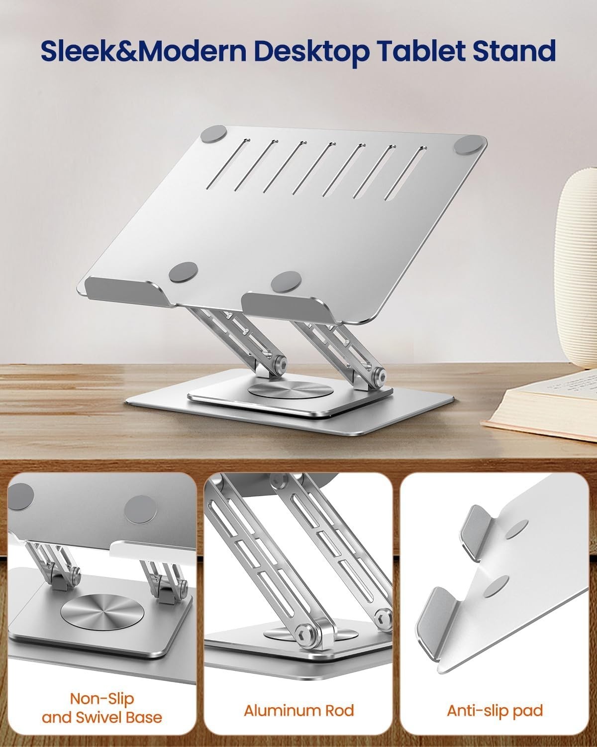 Foldable Aluminum Tablet Desk Stand 360° Desktop Mount for iPad & Tablet Holder