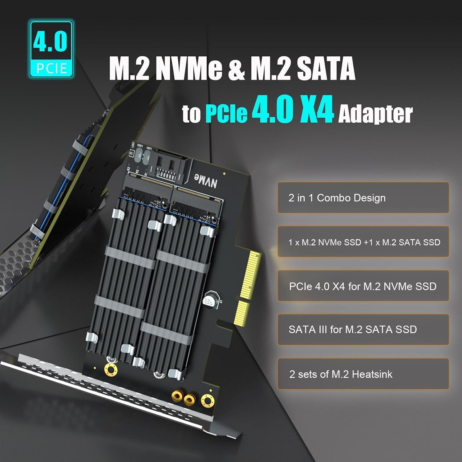 Versatile M.2 PCIe 4.0 X4 Adapter For NVMe & SATA SSD with Heatsinking Solutions