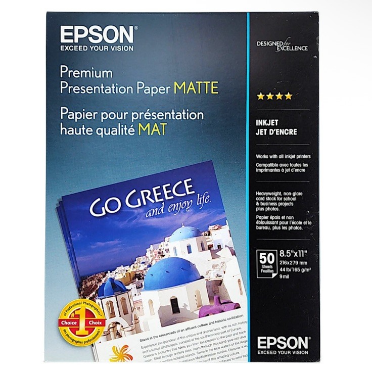 Epson Premium Presentation Paper Inkjet (MATTE, 8.5×11 inches, 50 sheets)