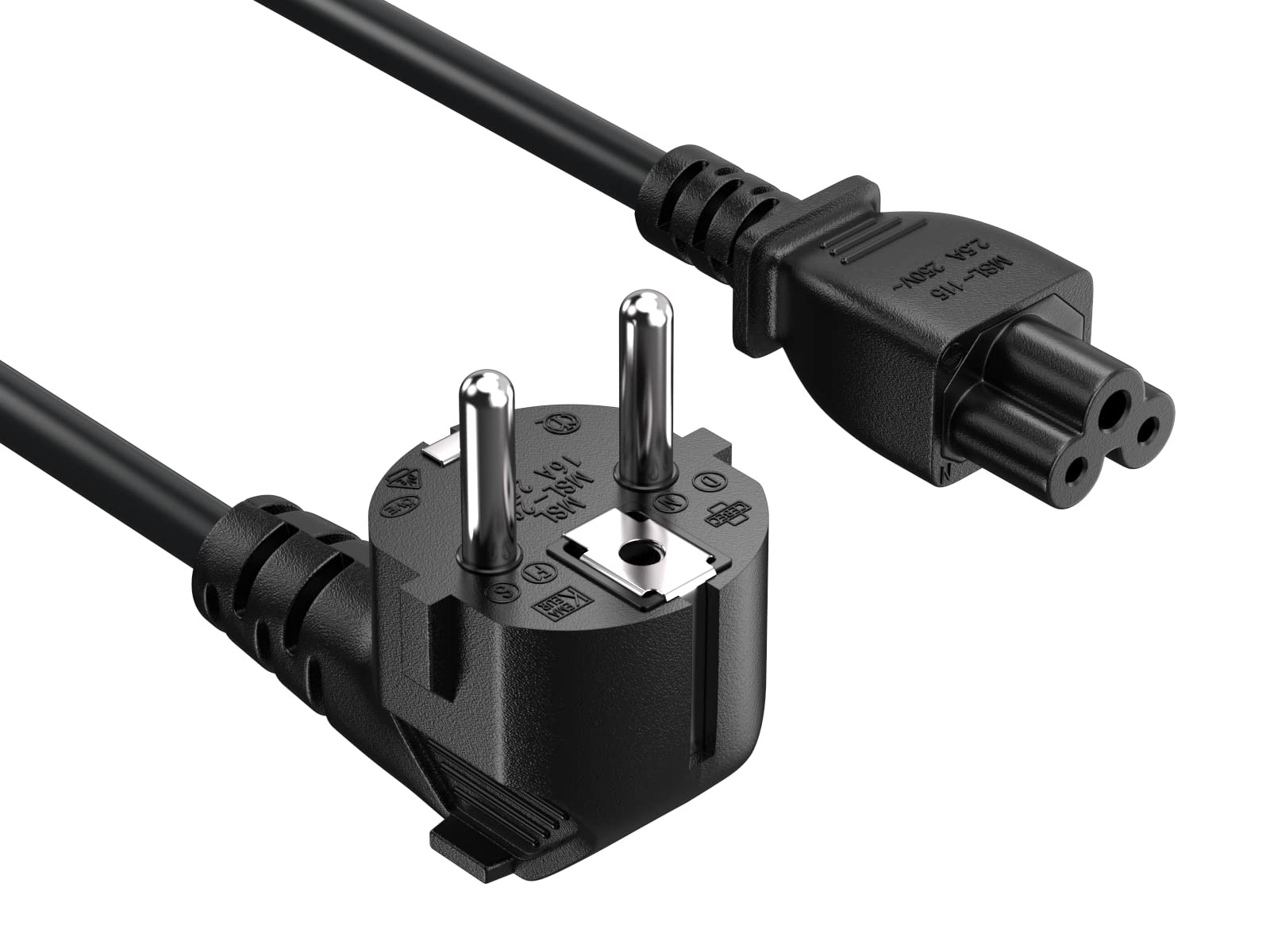 Cable Leader 6ft CEE 7/7 to IEC320 C5 Right Angle European Schuko 6ft, Black