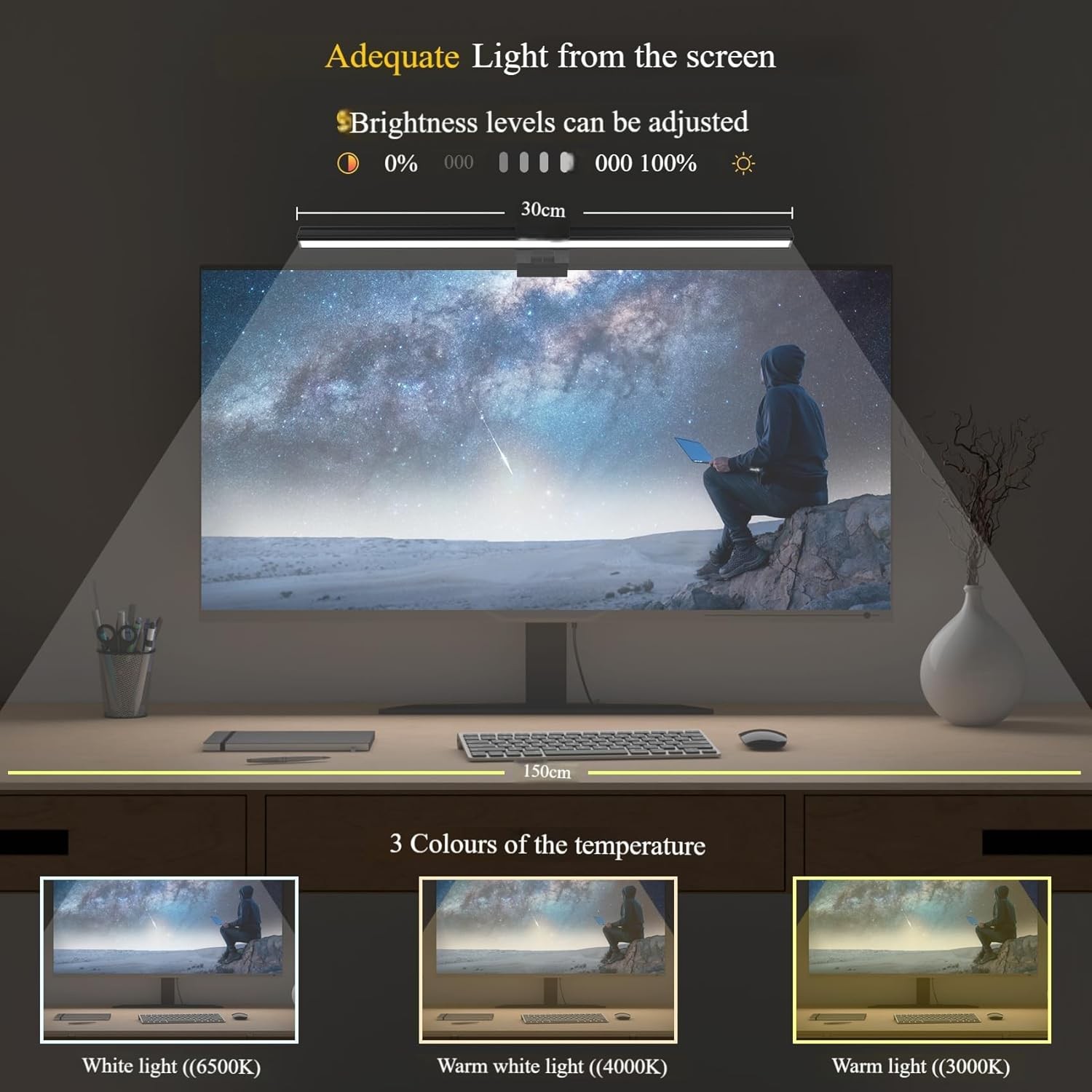 Computer Monitor Light Bar, LED Screen Standard Light, Black
