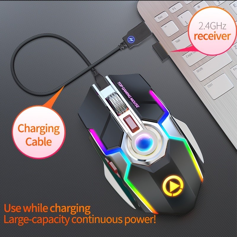 Rechargeable Wireless Mouse Silent, Ergonomic Optical Gaming Office Computer