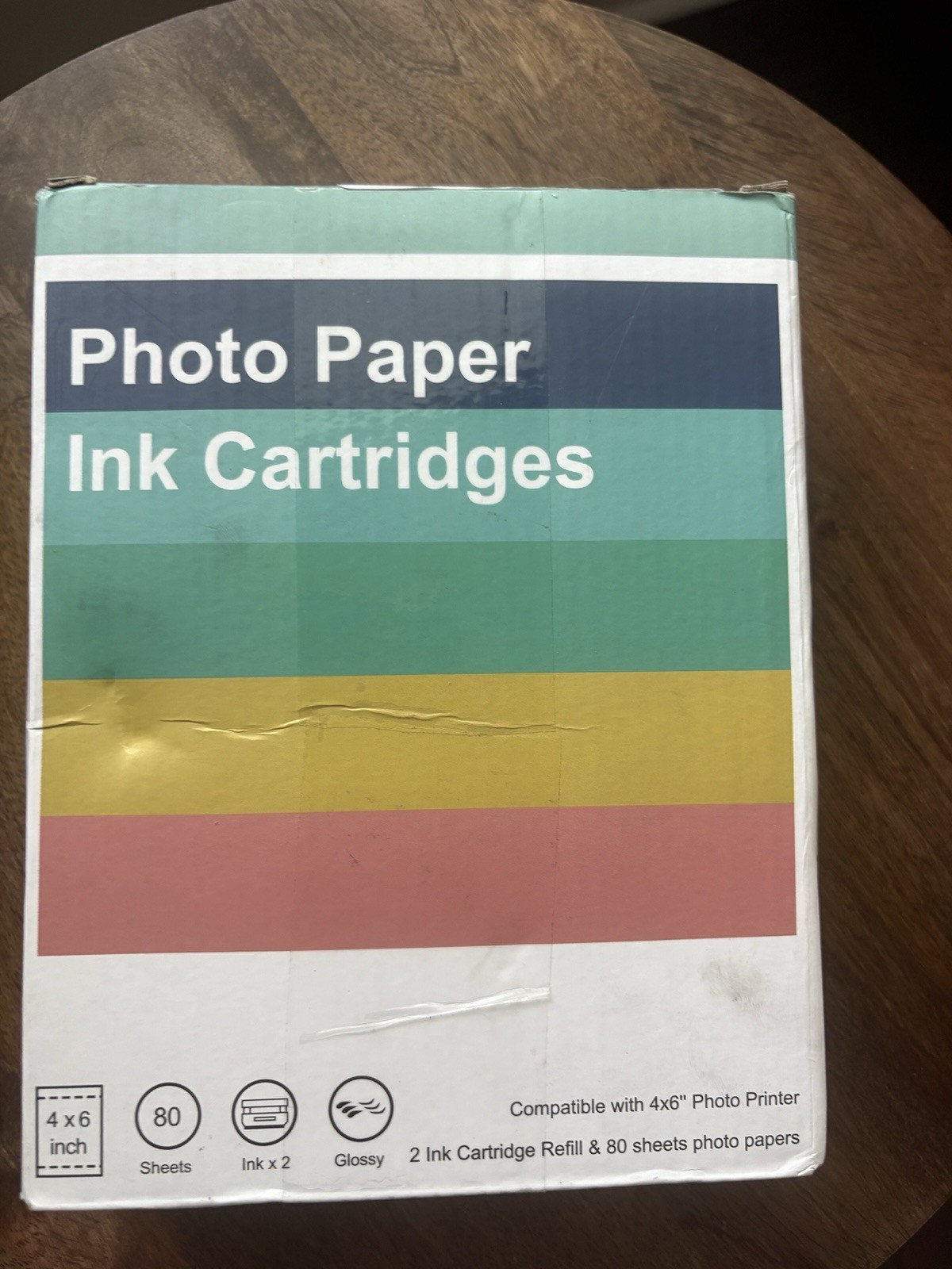 Dye Sublimation 4×6 Photo Paper & 2 Compatible Ink Cartridges, 80 Sheets