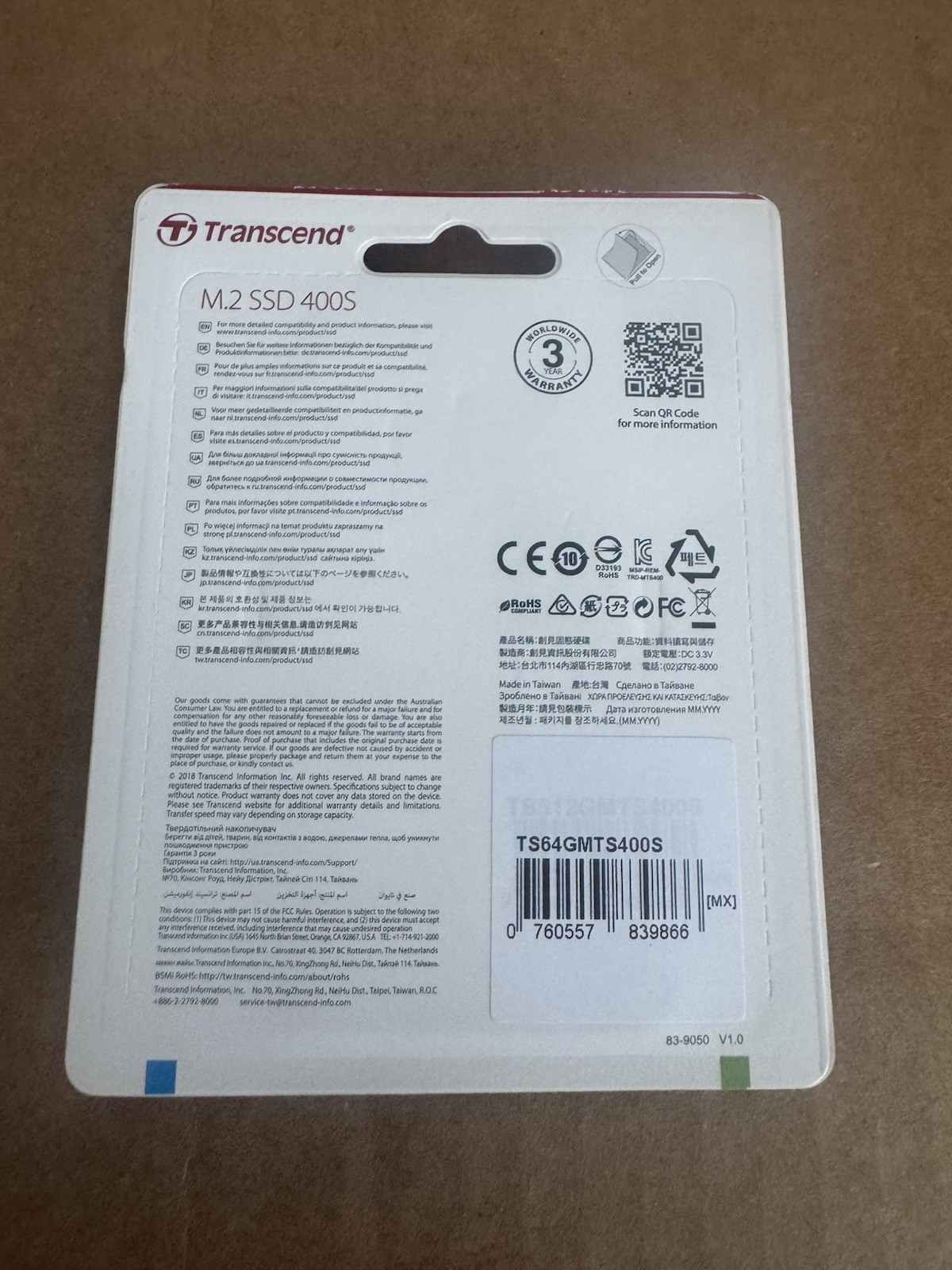 Transcend MTS400 64 GB M.2 520 MB/s 6 Gbit/s SSD 400S TS64GMTS400S