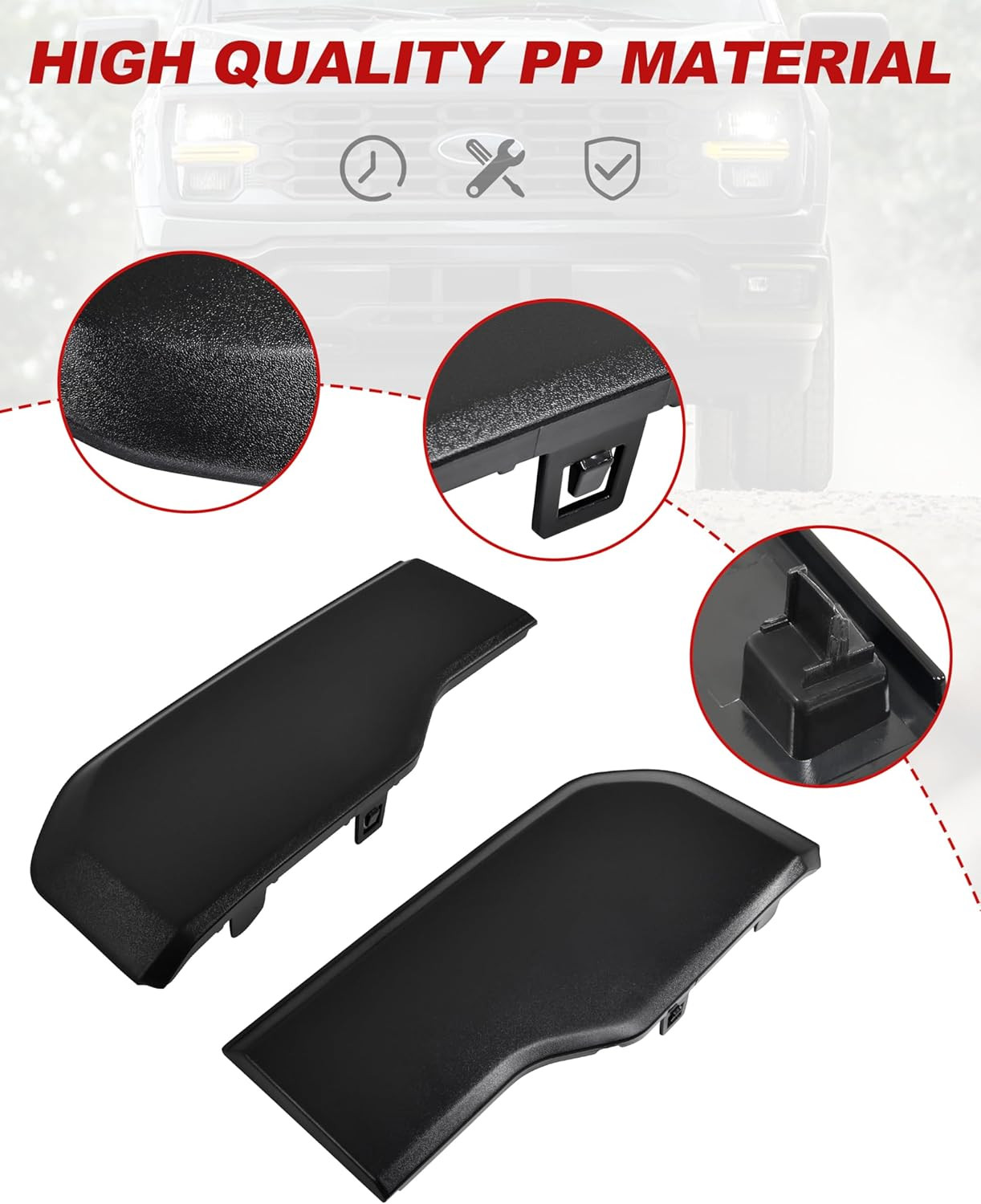 Front Bumper Guards Pads for 2024-2025 Ford F-150, Black Front Bumper Inserts Pr