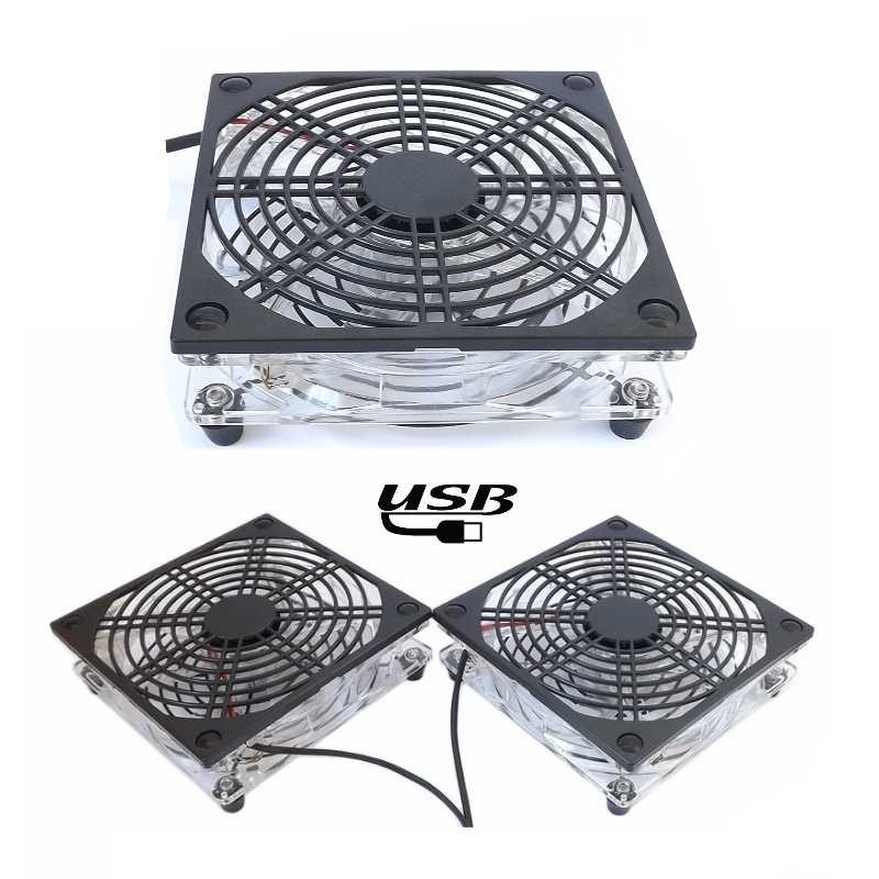 New For Router Set-top box 12CM 5V USB Dual-Sided Protective Mesh Cooling Fan