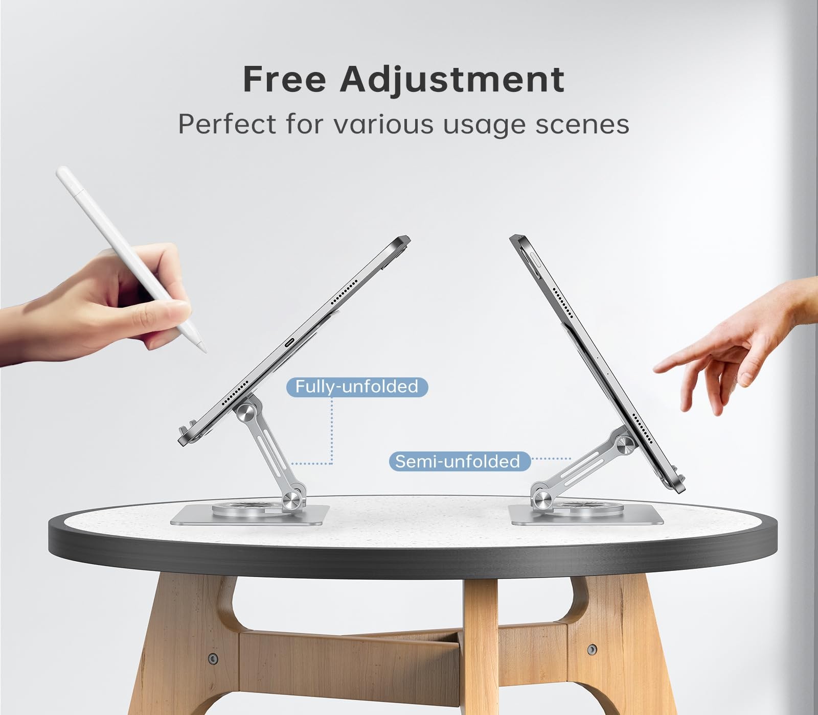 Tablet Stand Adjustable with 360° Swivel Base Aluminum Tablet Stand Holder fo…
