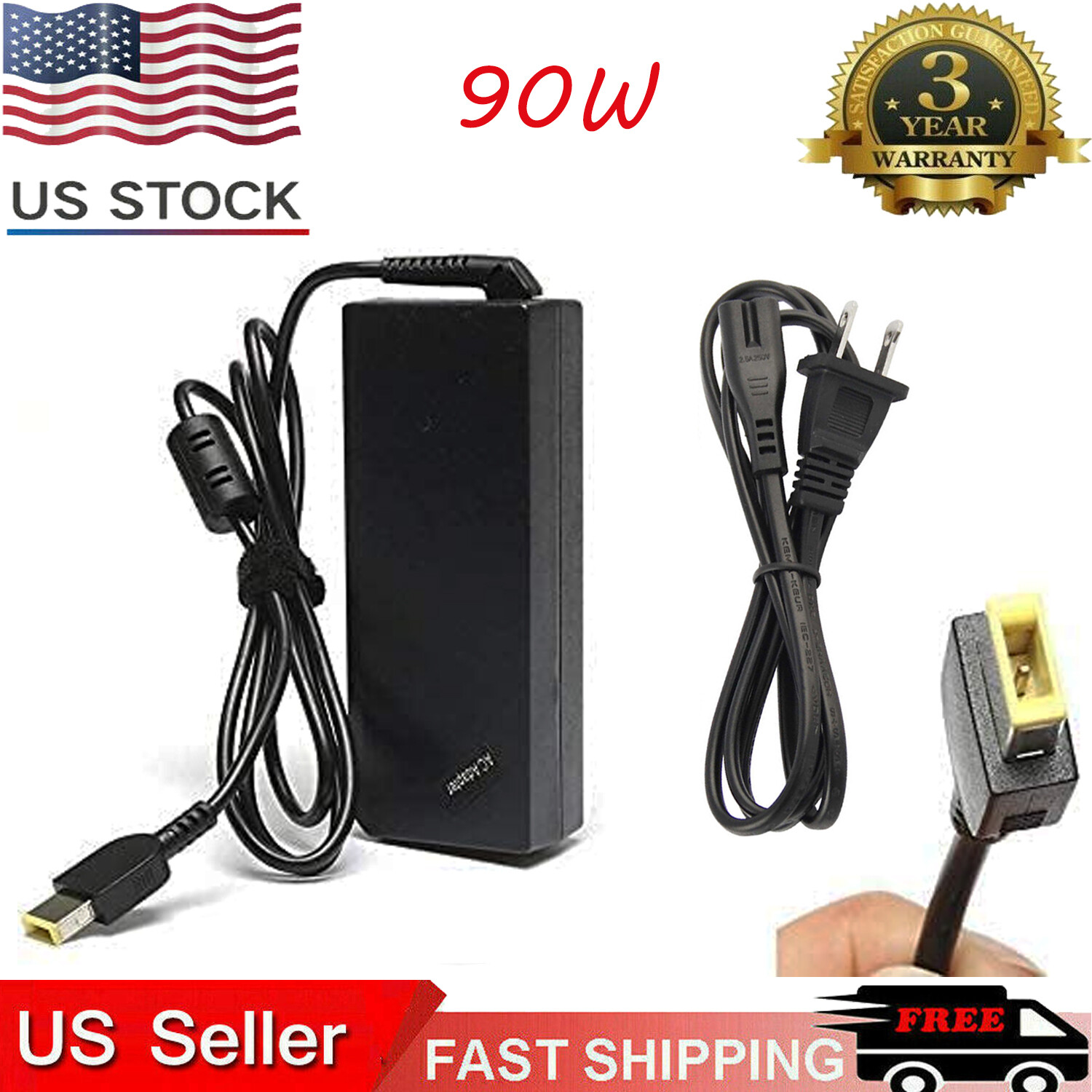 Laptop Power Supply Charger 90W 20V 4.5A Adapter for Lenovo ThinkPad IdeaPad IBM