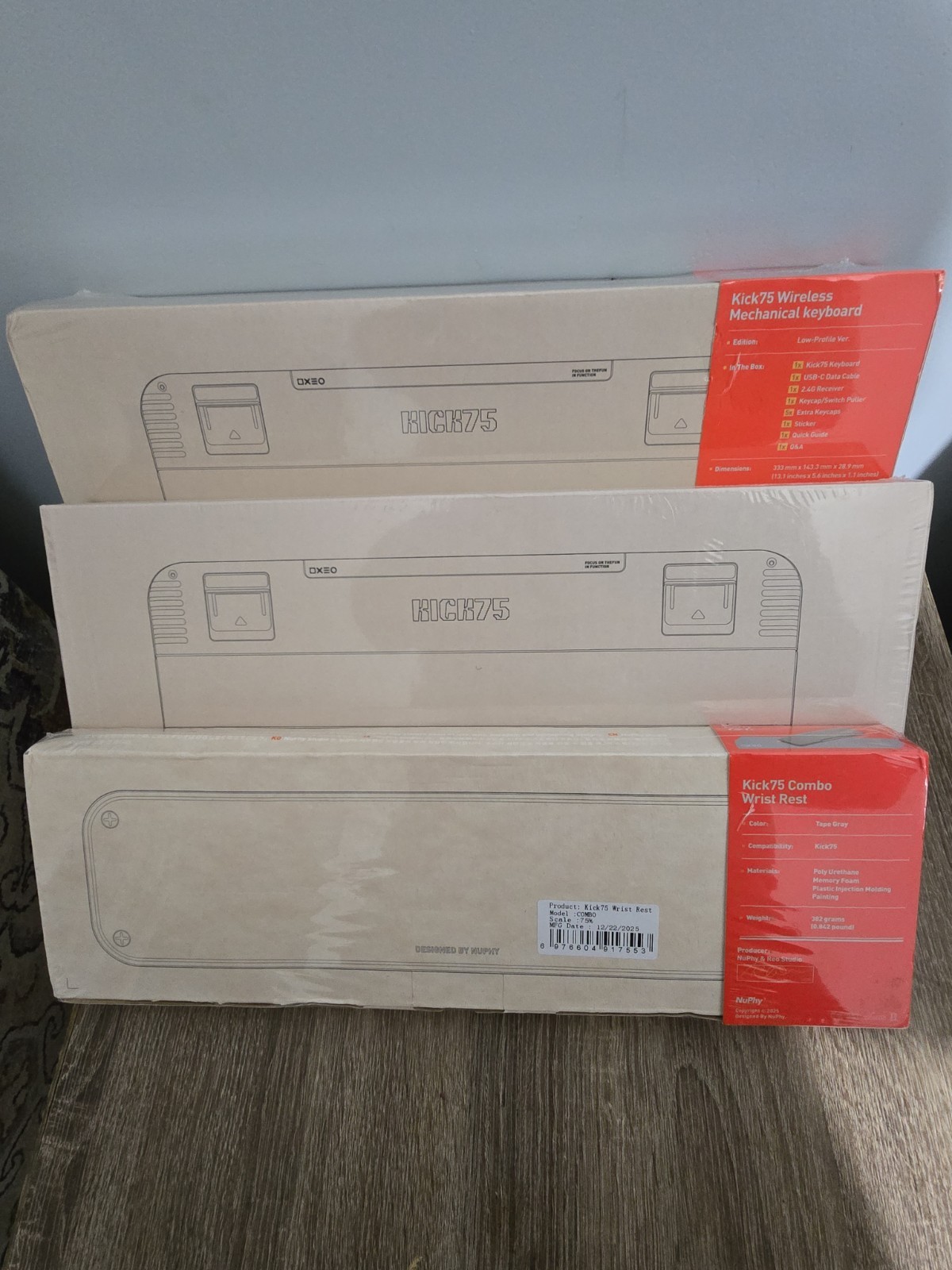 NuPhy Kick75 Low Profile Set Keyboard Brown Nano Switch + Wrist Rest +upper Cove
