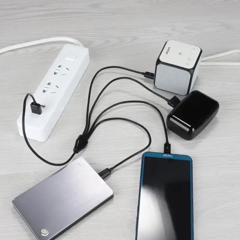 Herfair Micro USB Splitter Cable, 4-in-1 Multi 1 to 4 Micro, Black