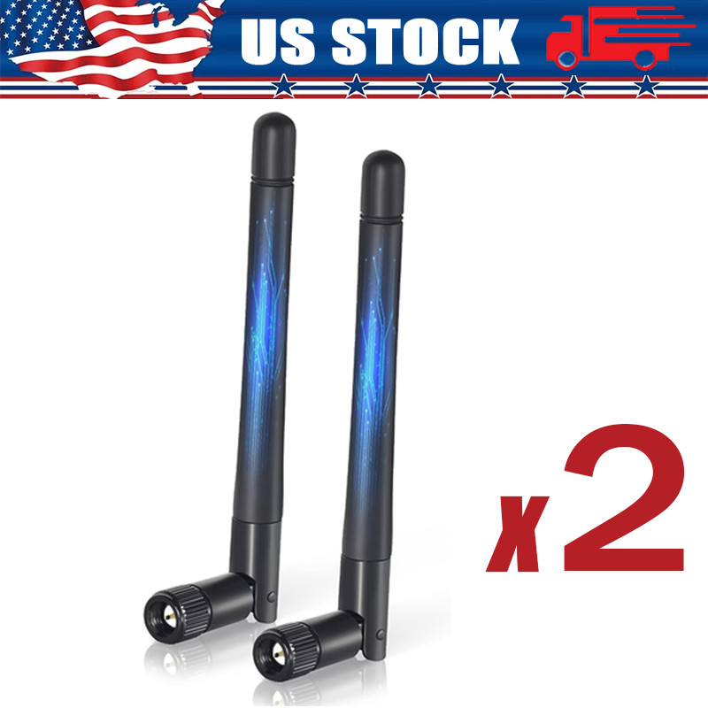 2-Pack RP-SMA Antenna for WiFi 2.4GHz/5Ghz Wireless Router Card Male Pin