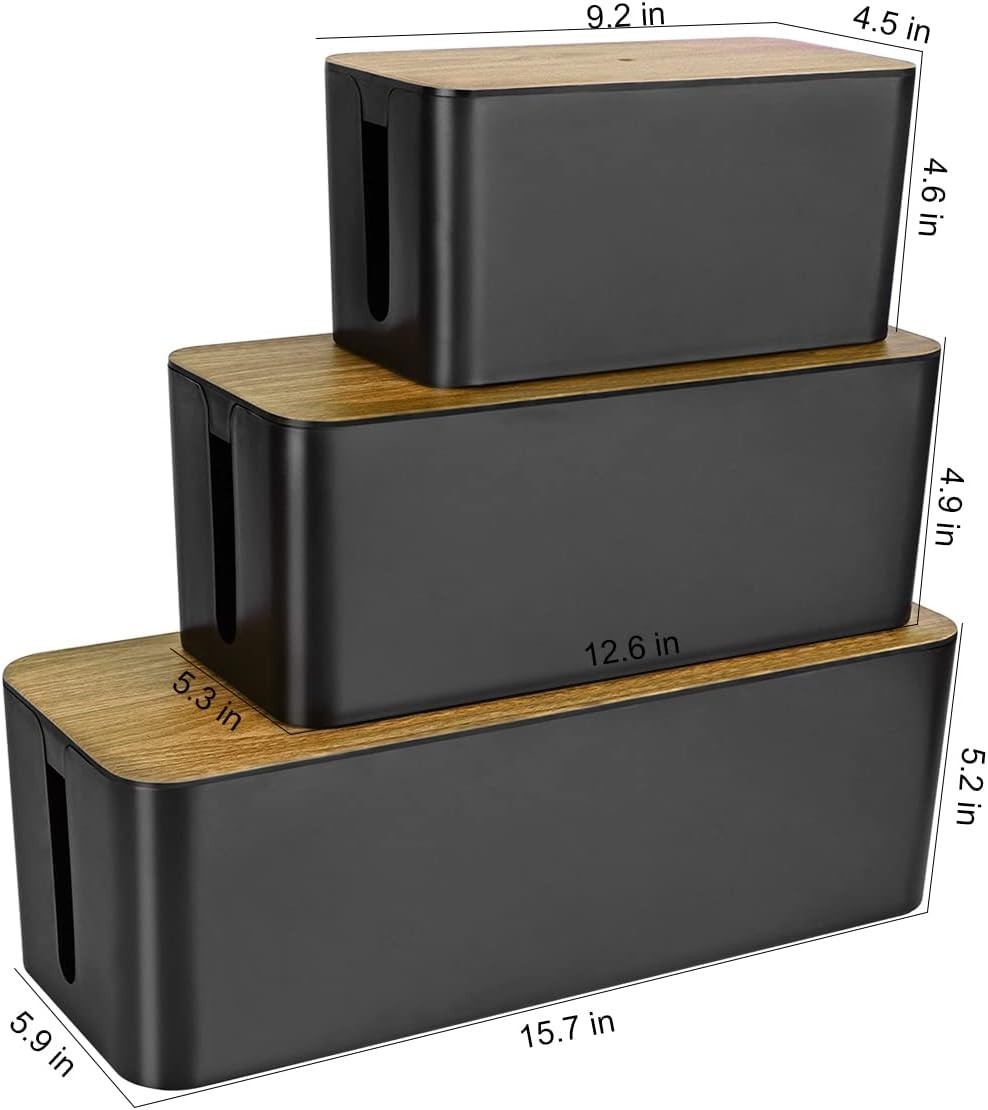 3 Pack Cable Management Box with 18 PCS Cable Management Set – Large & Medium…