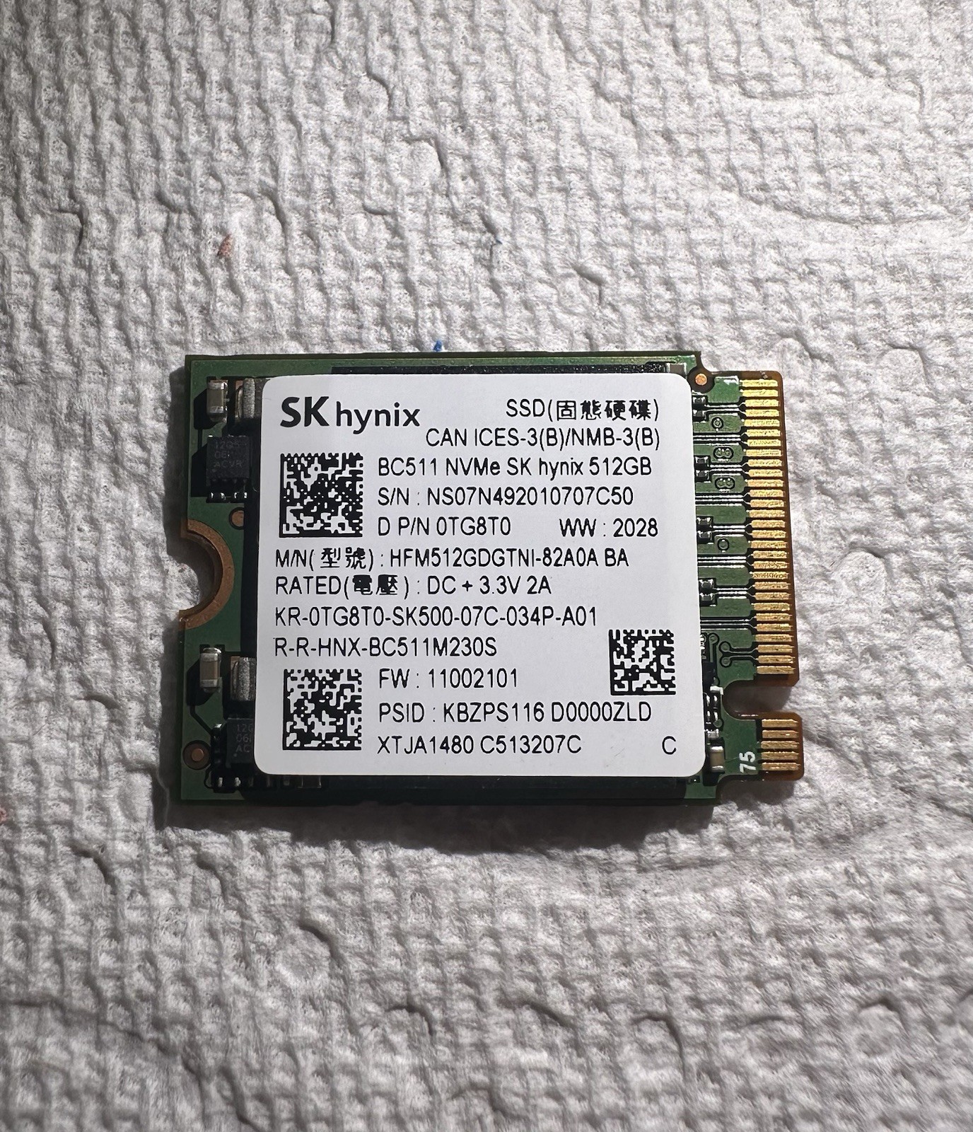 SK Hynix BC511 512GB, Internal (HFM512GDGTNI-82A0A) Internal SSD