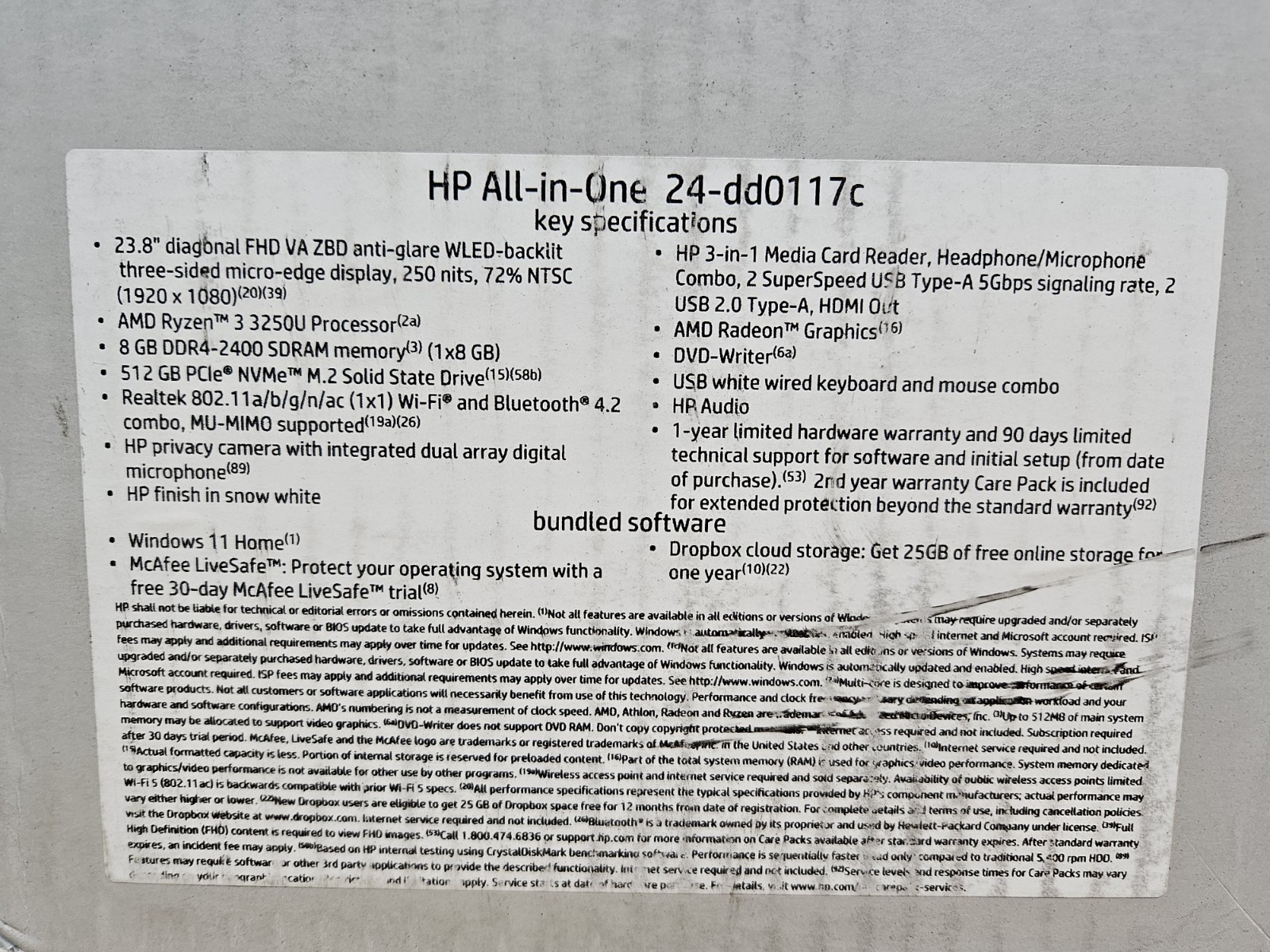 HP 24-dd0117c – All-in-one PC – AMD Ryzen 3 3250U -RAM 8 GB- SSD 512 GB *READ