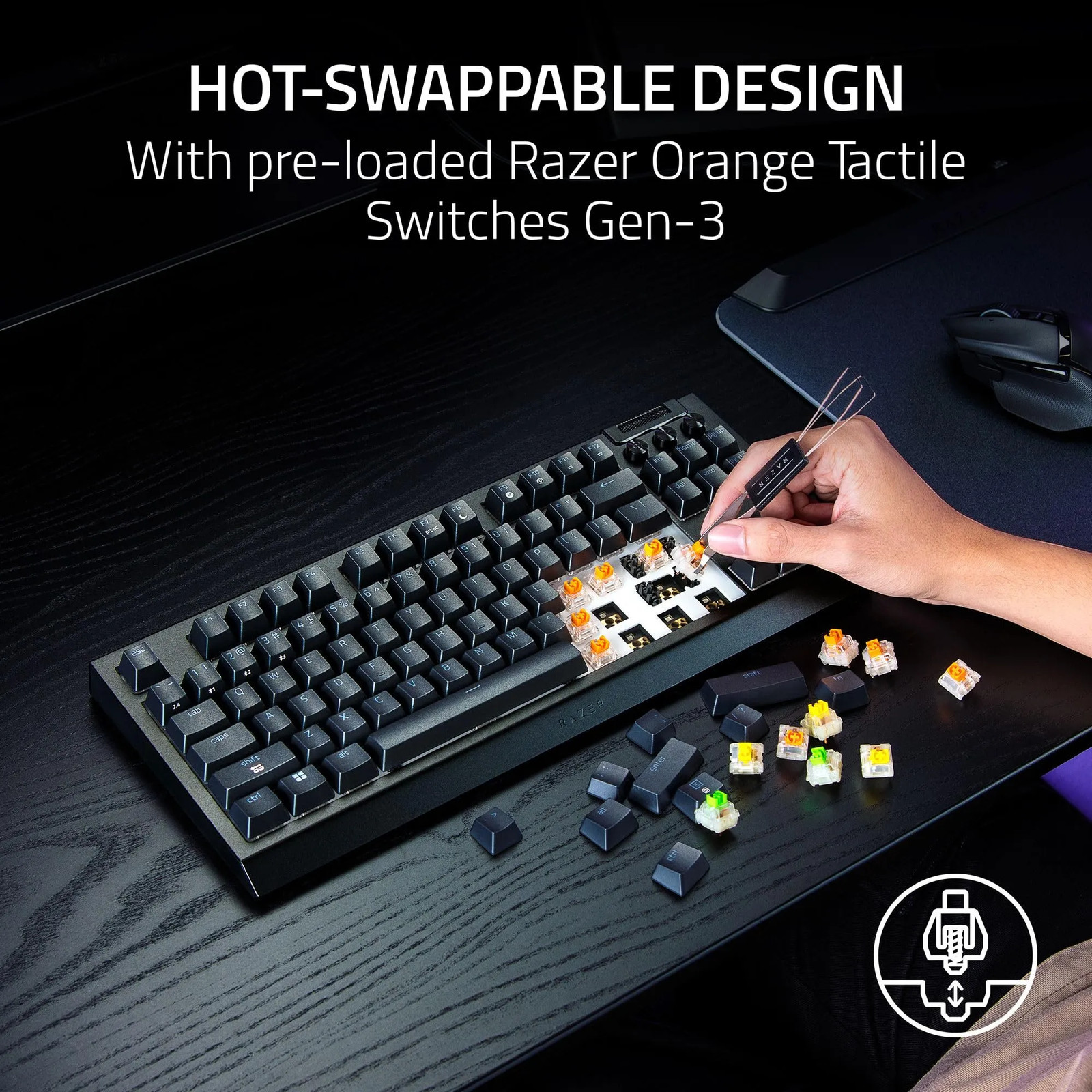 Razer BlackWidow V4 TKL RZ03-05480200-R3U1 HyperSpeed Wireless Gaming Keyboard