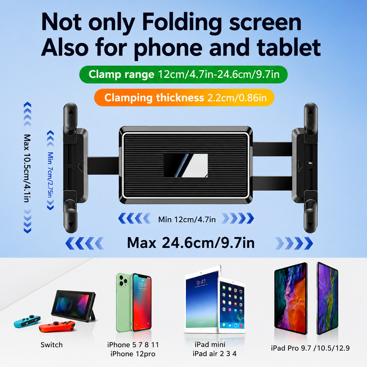 Tablet Mount for Truck Heavy Duty Suction Base Phone Holder for Car Dashboard