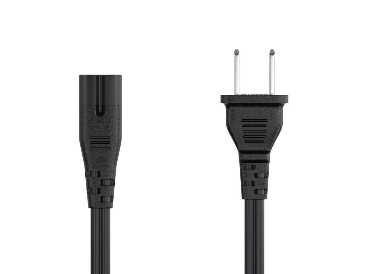 Notebook Power Cord, Non-Polarized (NEMA 1-15P to IEC 320 C7) – 1/3/6/8/10/15 ft