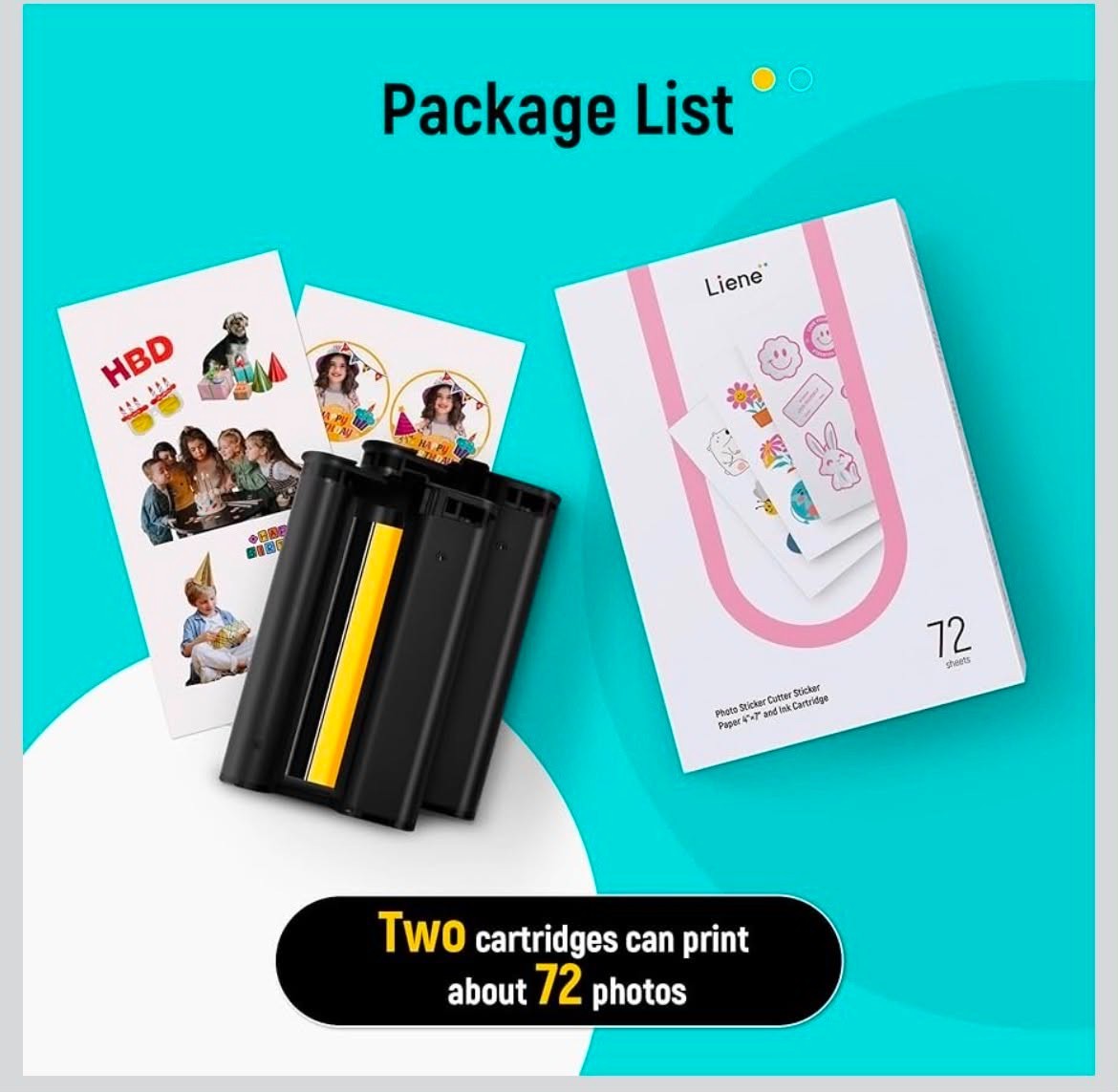 3 Pack Liene PixCut S1 Sticker Paper 4×7 + Ink Cartridge 72 Sheets Each NEW