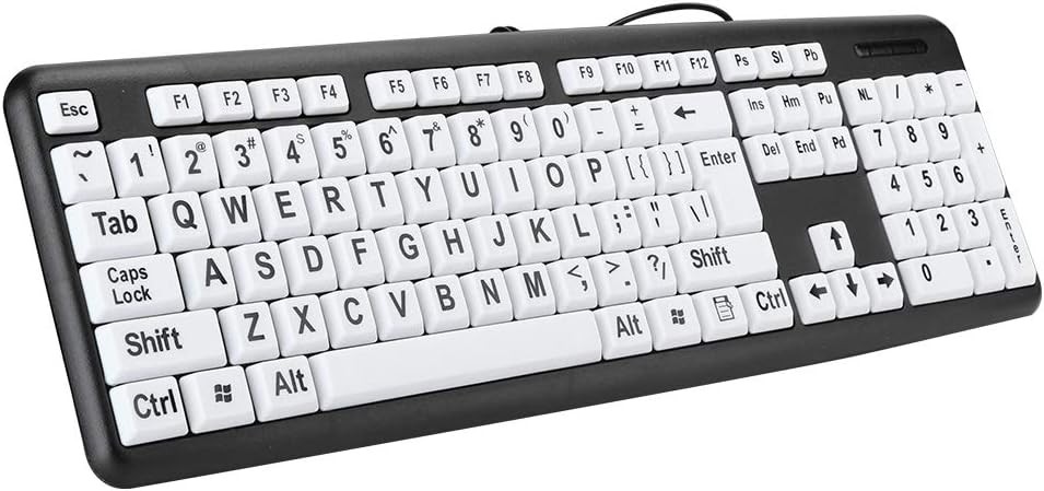 Elderly Keyboard, Large Print Computer Keyboard, 104 Keys QWERTY, High Contra…