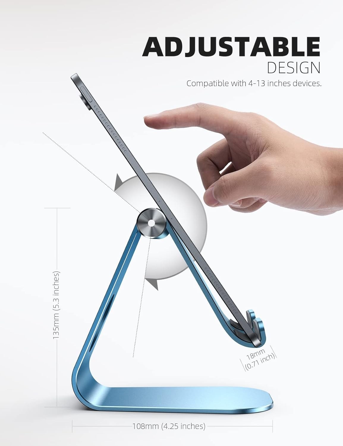 Tablet Stand Adjustable Desktop Holder for iPad Samsung Phone Blue
