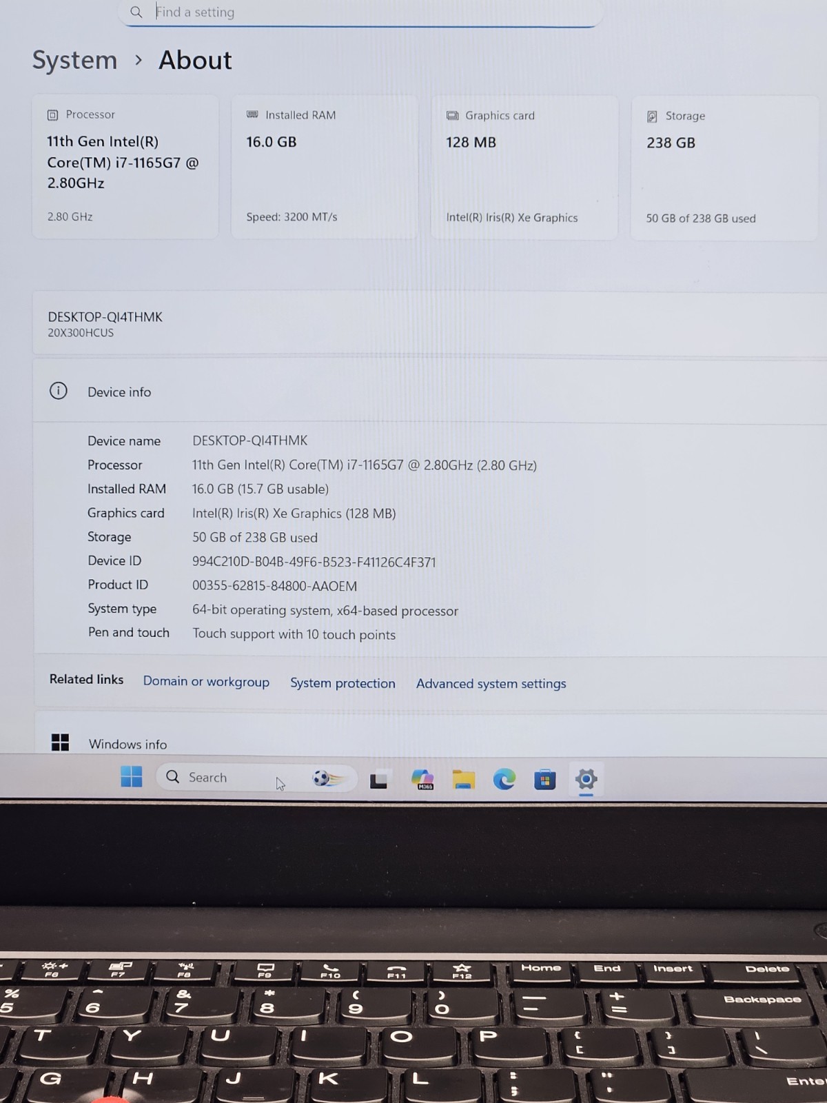 LENOVO ThinkPad L15 Gen 2 Touch Core i7-1165G7 @ 2.80GHz 16GB RAM 256GB SSD W 11