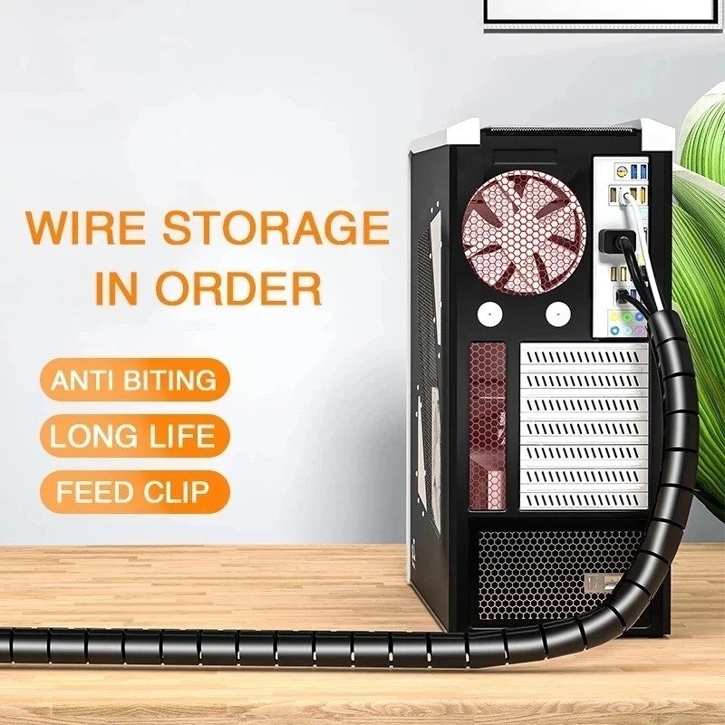 Tube Spiral Wire Wrap Management Cable Organizer Cord Protector Storage Pipe
