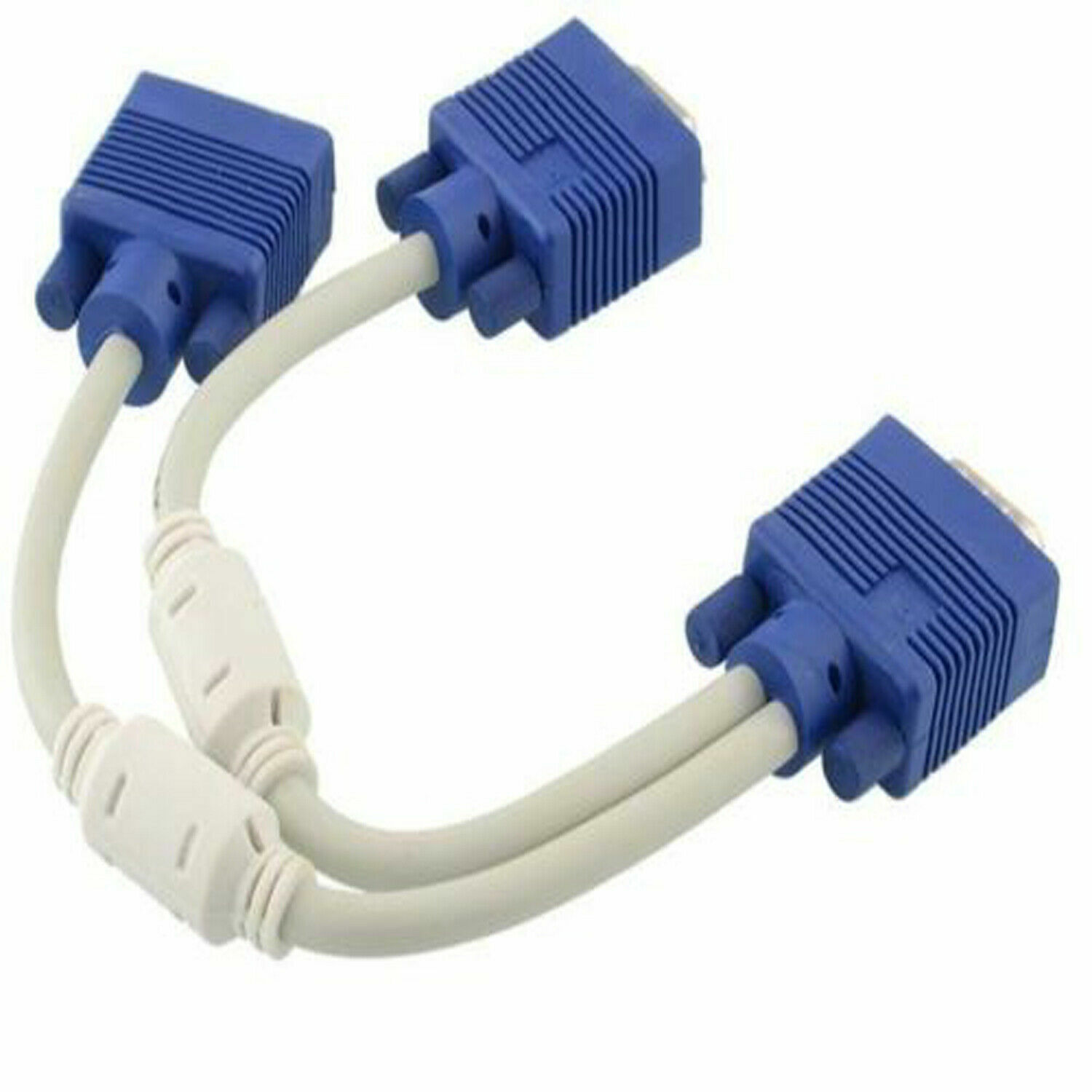 1 PC TO 2 VGA SVGA MONITOR Male to 2 Dual Female Y Adapter Splitter Cable 15 PIN