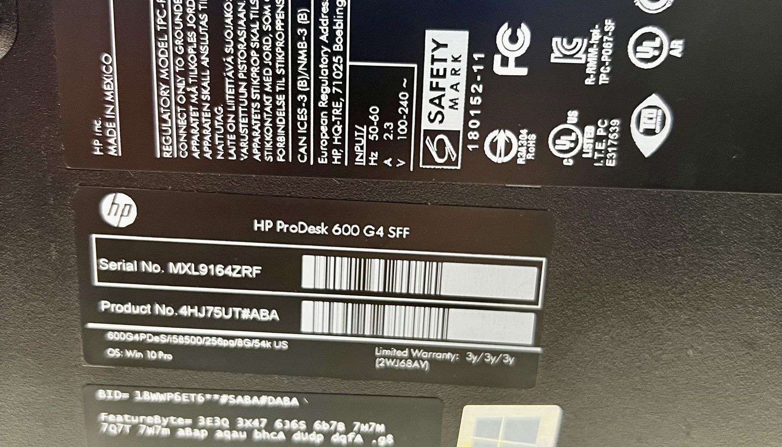 HP ProDesk 600 G4 SFF Intel Core i5-8500, 8GB, 500GB HDD, WIndows 11 Pro