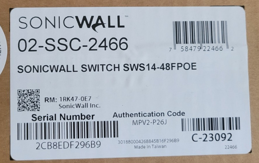 Sonicwall 02SSC2466 Switch SWS14-48FPOE