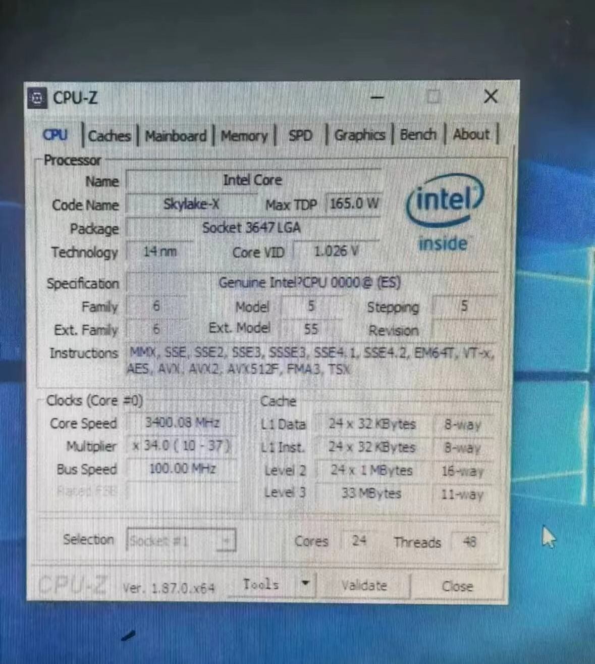 Intel Xeon Platinum 8260 ES QQ89 24C48T 2.20 GHz LGA3647 35.75 MB Processors CPU