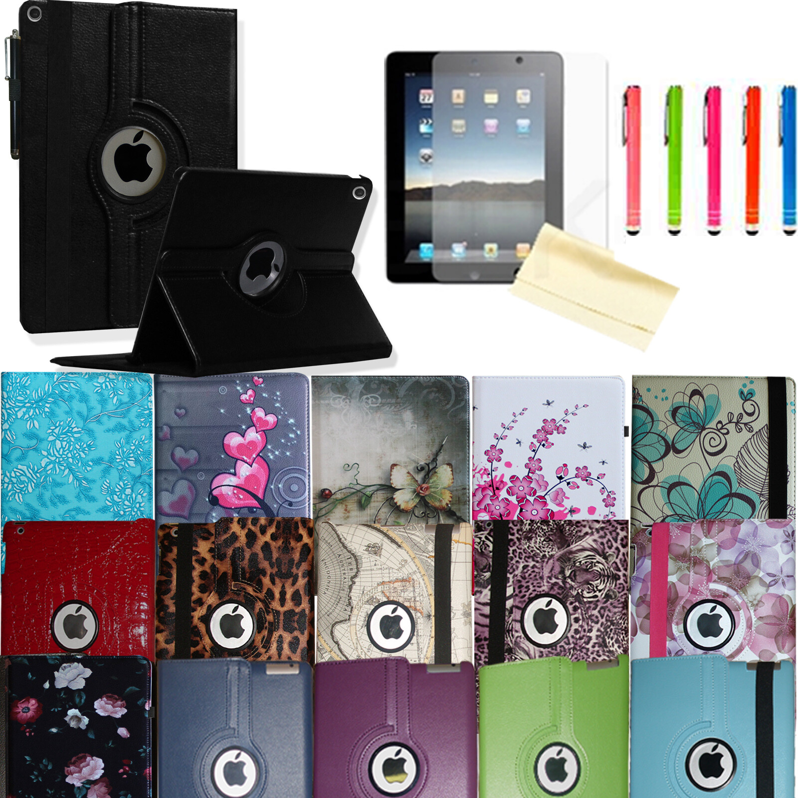 For iPad 10th 9th 8th 7th Pro 6th 5th Generation Rotating Smart Case Cover Stand