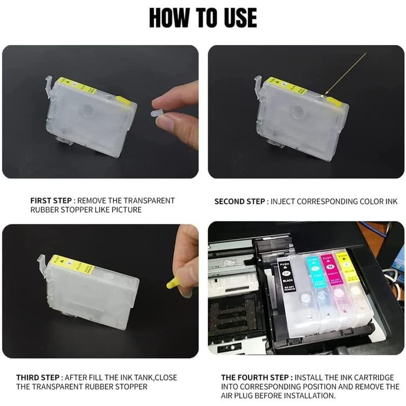 Sublimation Ink Cartridge, Empty Refillable Ink for WF-7720 WF-7710 WF-7620