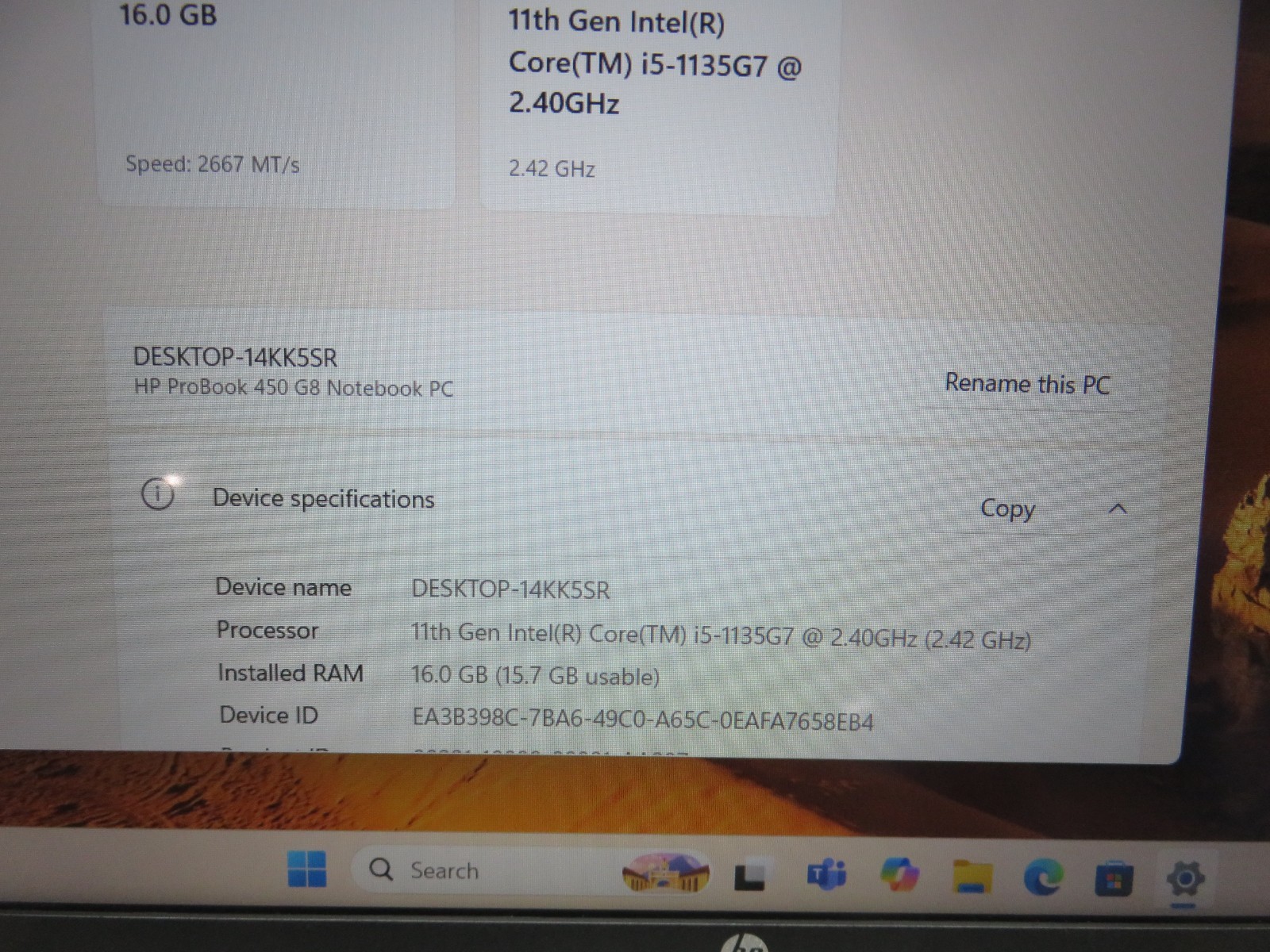 HP ProBook 450 G8 15.6″ LAPTOP i5-1135G7 2.4GHz 16GB 512GB SSD WIN 11 PRO
