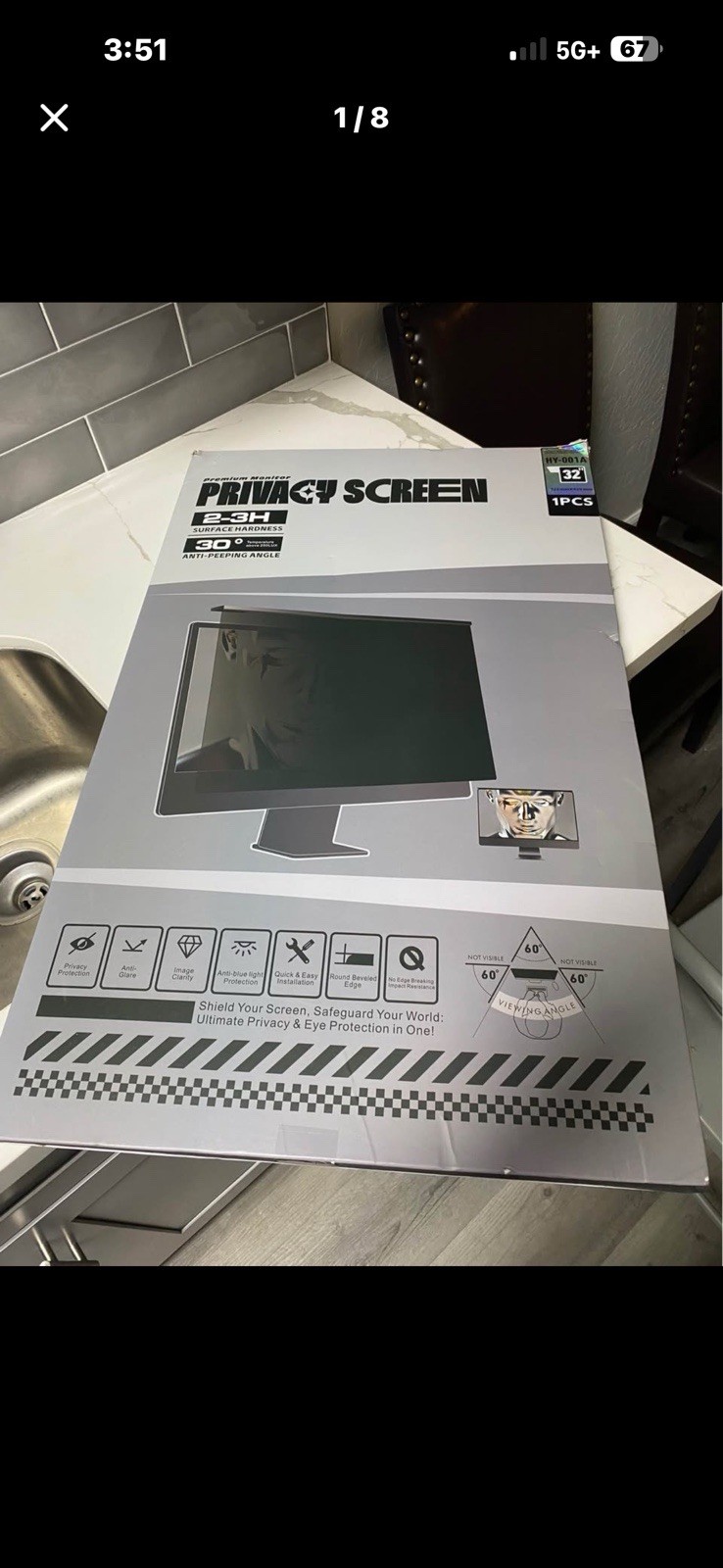 32” Privacy Screen Filter (Anti-Spy) – Magnetic, Blue Light Protection