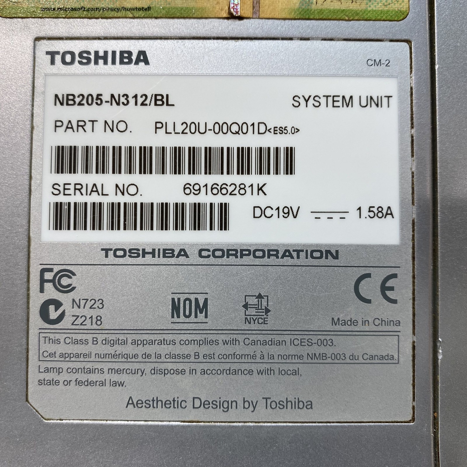 Toshiba Mini NB205-N3 – 10.1″ Intel Atom Processor (No Hard Drive)