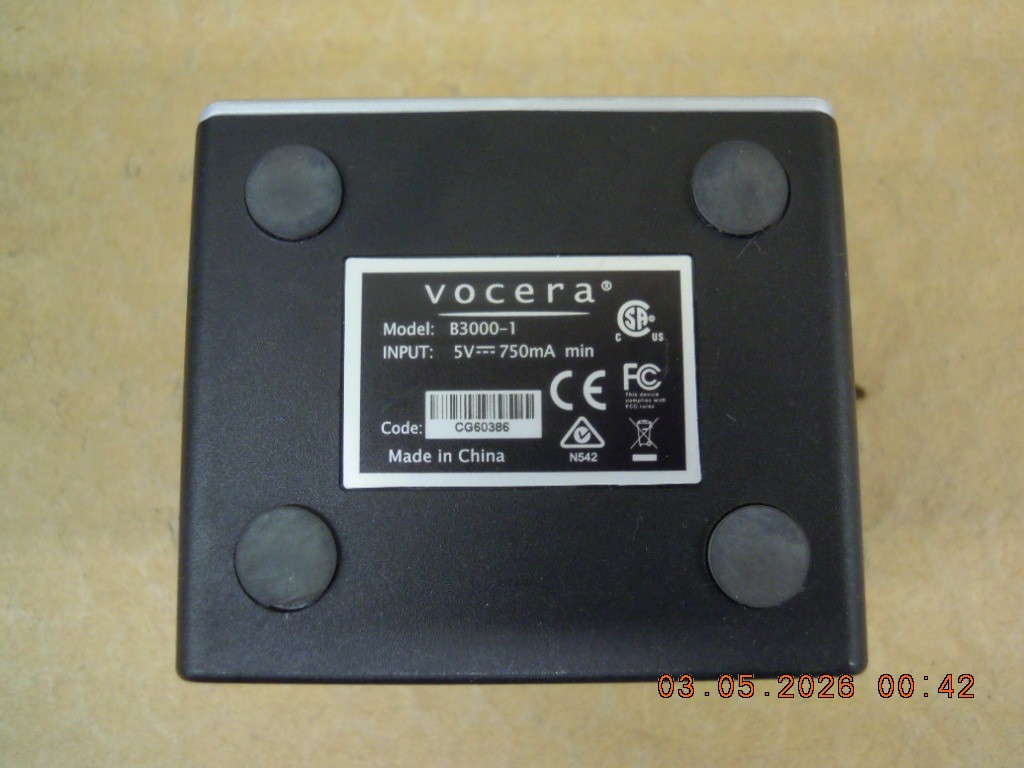 Vocera B3000-1 1-Slot Charger Docking Station & AC Power Supply For B3000N Badge