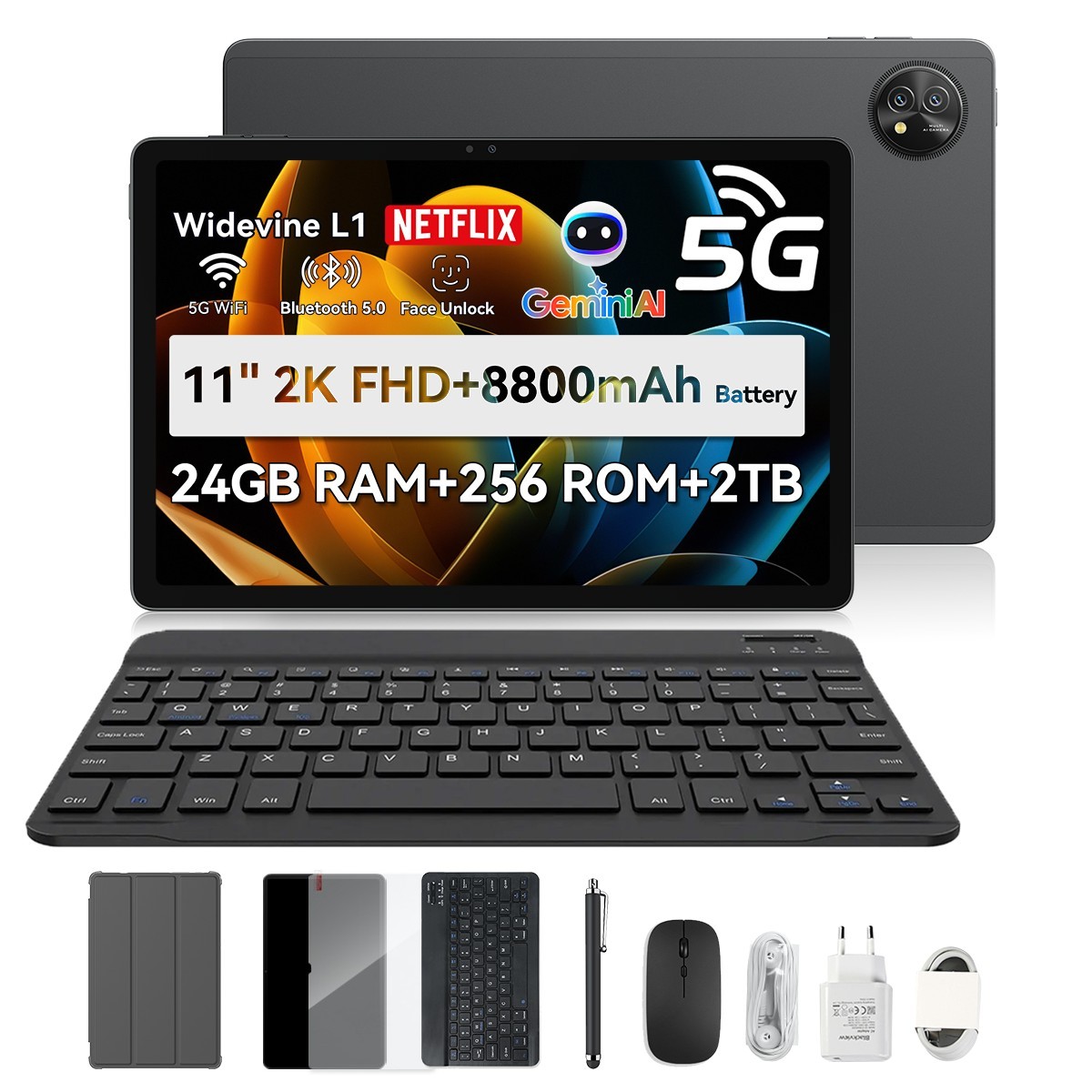 Blackview ZENO 10 5G Tablet 24GB RAM+256GB 11 inch 90Hz Android 15 with Keyboard