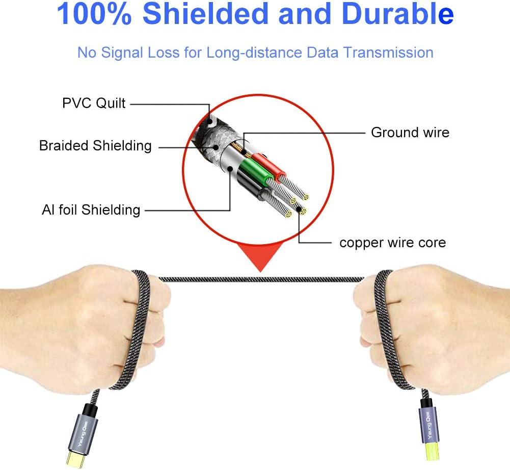 USB C Printer Cable 20 Ft, USB Type C to USB 2.0 Type B Printer Scanner Cable Co