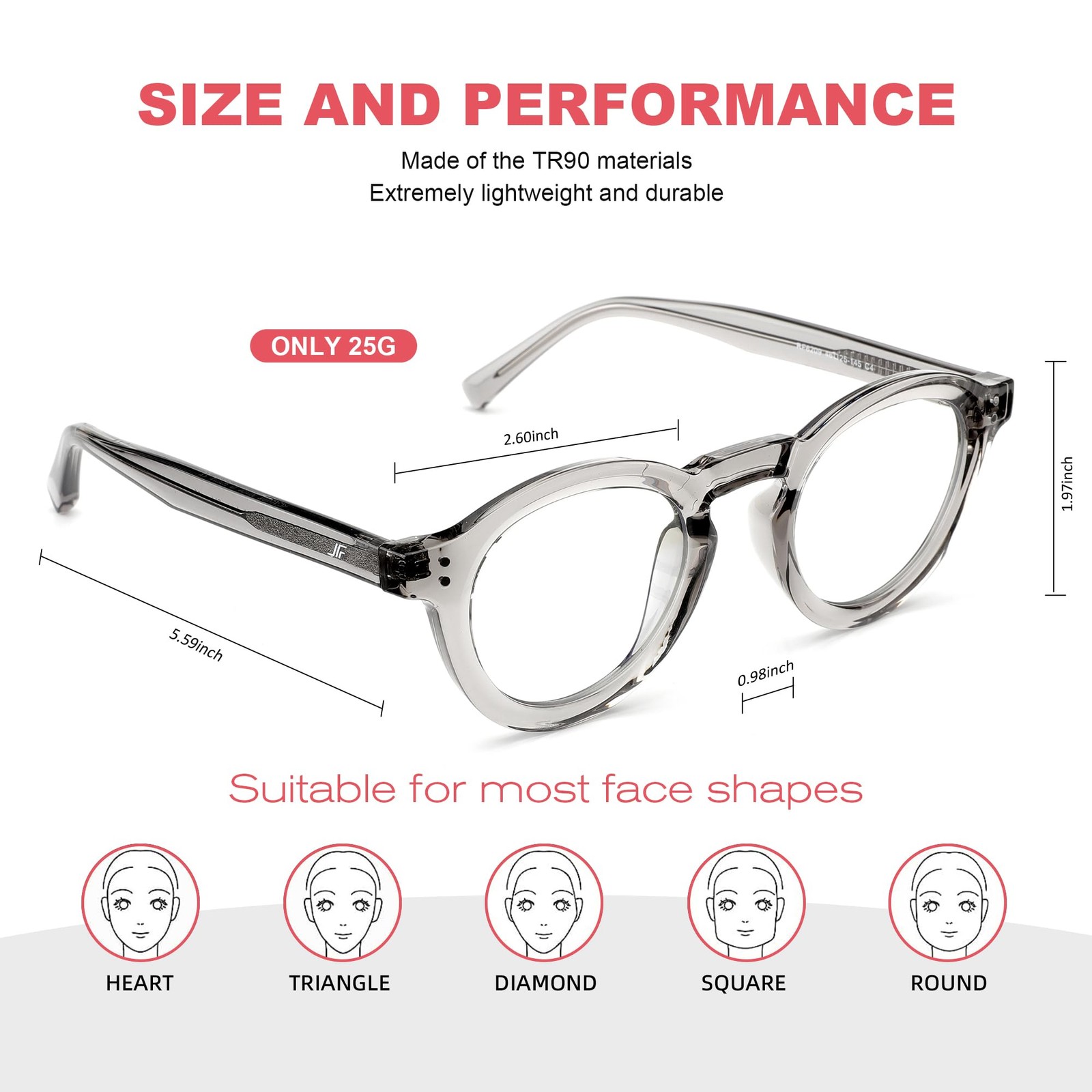 Retro Round Blue Light Blocking Glasses, Anti Glare, UV, Women, Men, RF6209